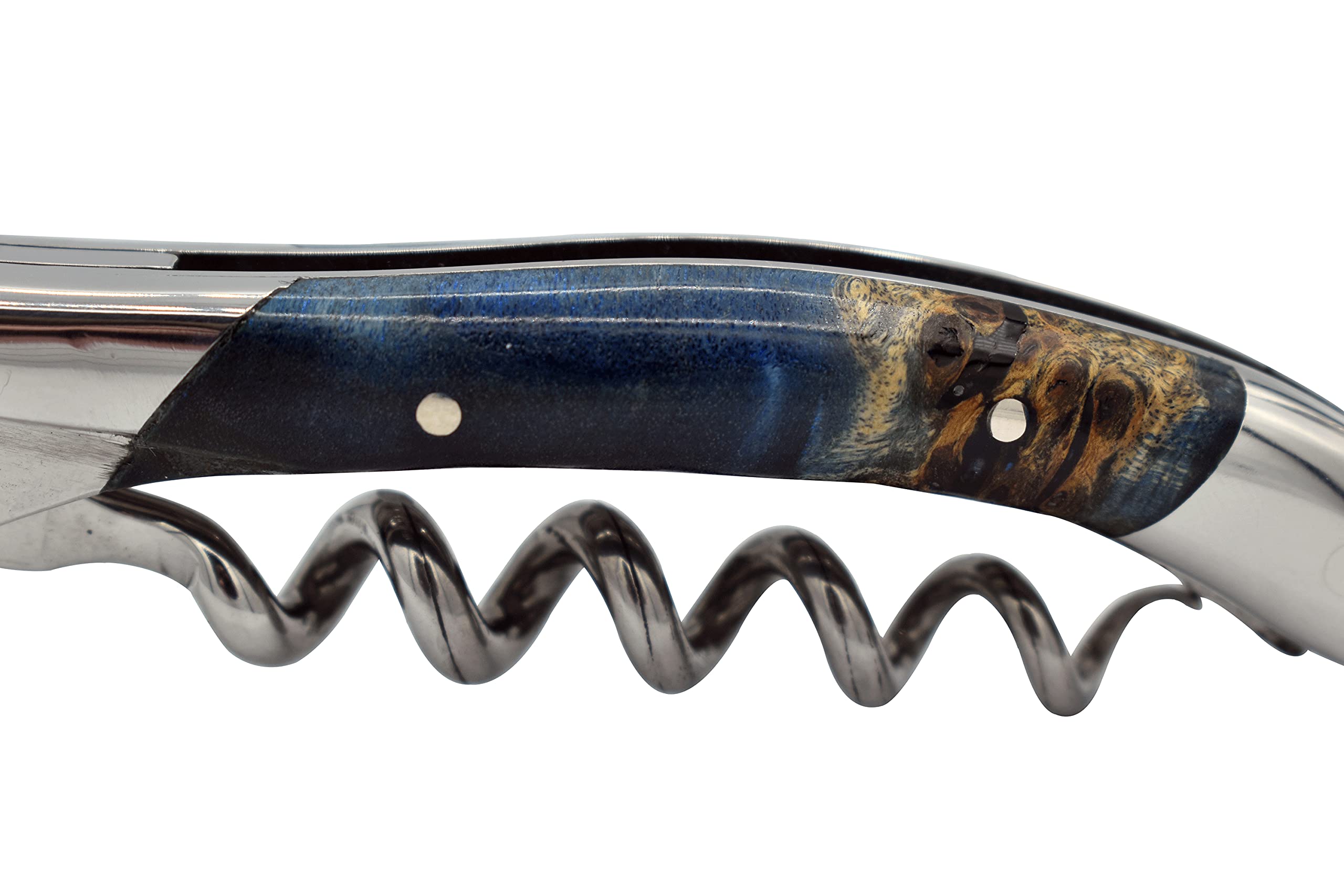 Premium Laguiole En Aubrac Sommelier Corkscrew with Stabilized Blue Poplar Burl Handle - Wine Bottle Opener with Foil Cutter & Built-in Bottle Opener - Perfect for Wine Tastings, Restaurants & Home Bars