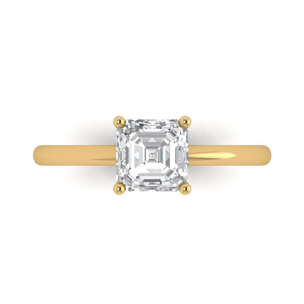 1.0 ct Asscher Cut Lab-Created White Sapphire Engagement Ring - 14k Yellow Gold Solitaire Bridal Ring for Women | Anniversary, Proposal & Wedding Jewelry Gift
