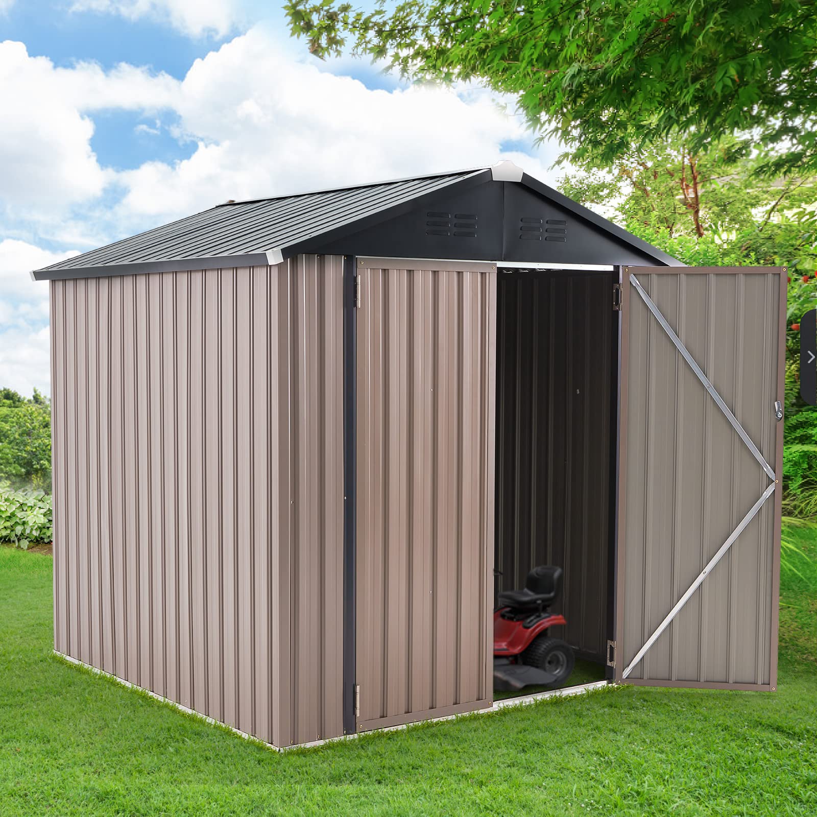 U-MAX 6x6 Galvanized Metal Storage Shed Kit - Durable Outdoor Utility Shed for Backyard, Garden, Patio & Lawn | Weather-Resistant Small Outdoor Storage Solution for Tools, Equipment & Seasonal Items