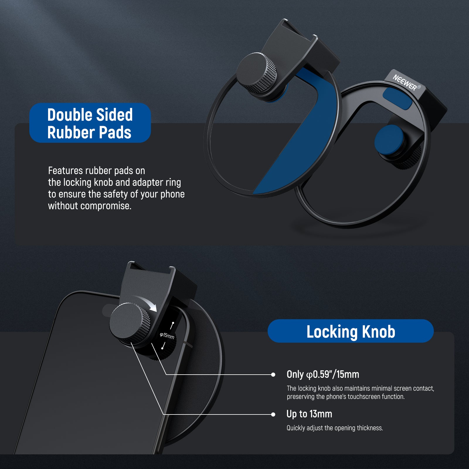 NEEWER LA006 Upgraded 67mm Universal Phone Lens Filter Mount - Compatible with iPhone, Samsung & Most Smartphones for Professional Photography & Videography