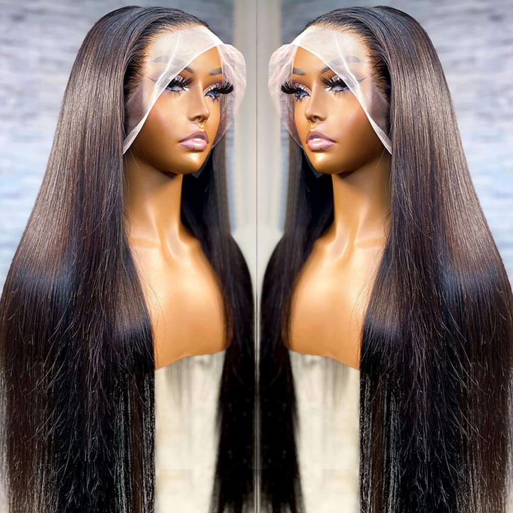 13x6 HD Straight Lace Front Wigs Human Hair - Transparent Lace Frontal Virgin Hair Wigs for Women with Baby Hair & Pre-Plucked Hairline - Glueless 150% Density 30 Inch - Perfect for Daily Wear, Cosplay, and Special Occasions