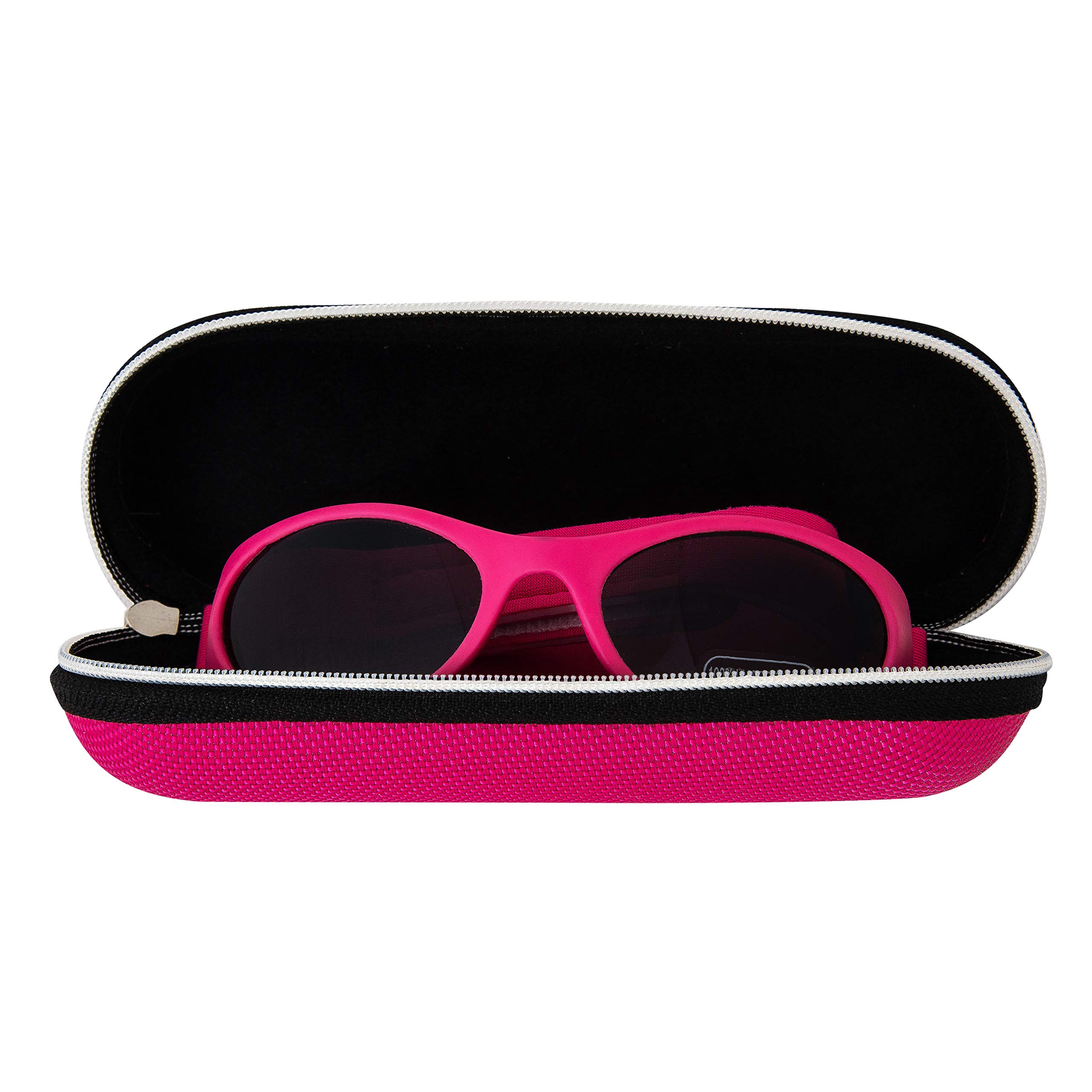 Baby Sunglasses for 0-36 Months - Soft, Safe & Durable UV Protection with Case | Matte Hot Pink Frame & Solid Black Lens | Perfect for Beach, Park & Outdoor Activities