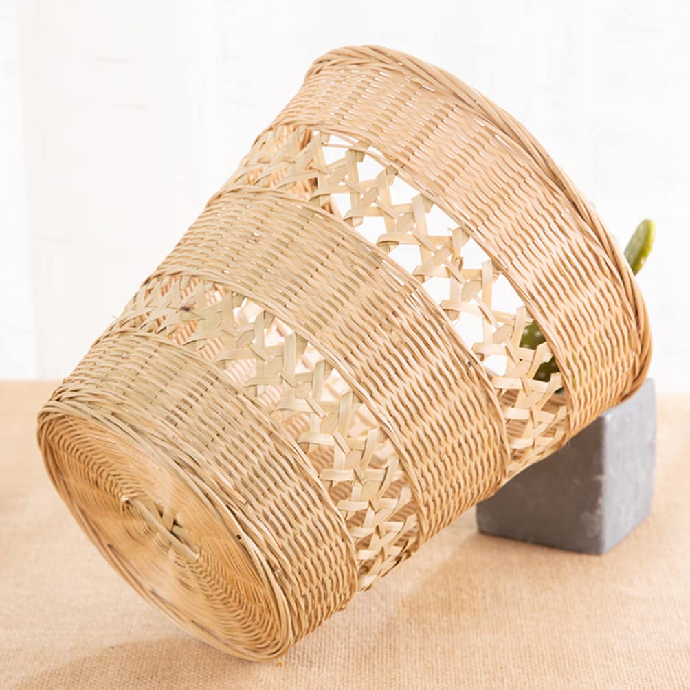 Handmade Bamboo Trash Can - Eco-Friendly Woven Waste Basket for Home & Office - Rustic Style Natural Paper Rubbish Container - Perfect for Living Room, Bedroom, Bathroom & Kitchen Organization