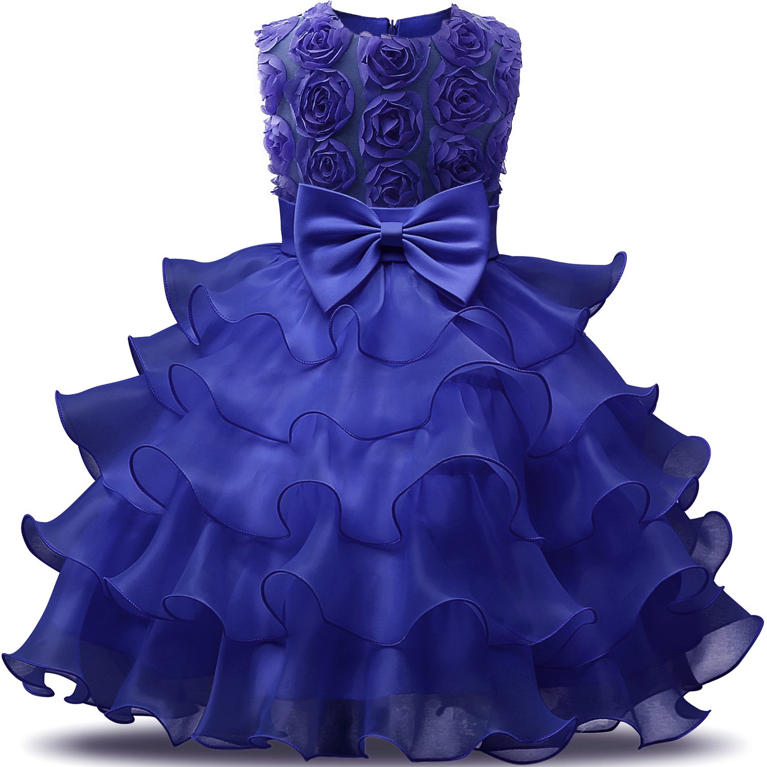 NNJXD Girls' Ruffled Lace Party Dress - Elegant Flower Girl & Wedding Attire for Special Occasions | Perfect for Birthday Parties, Pageants & Formal Events