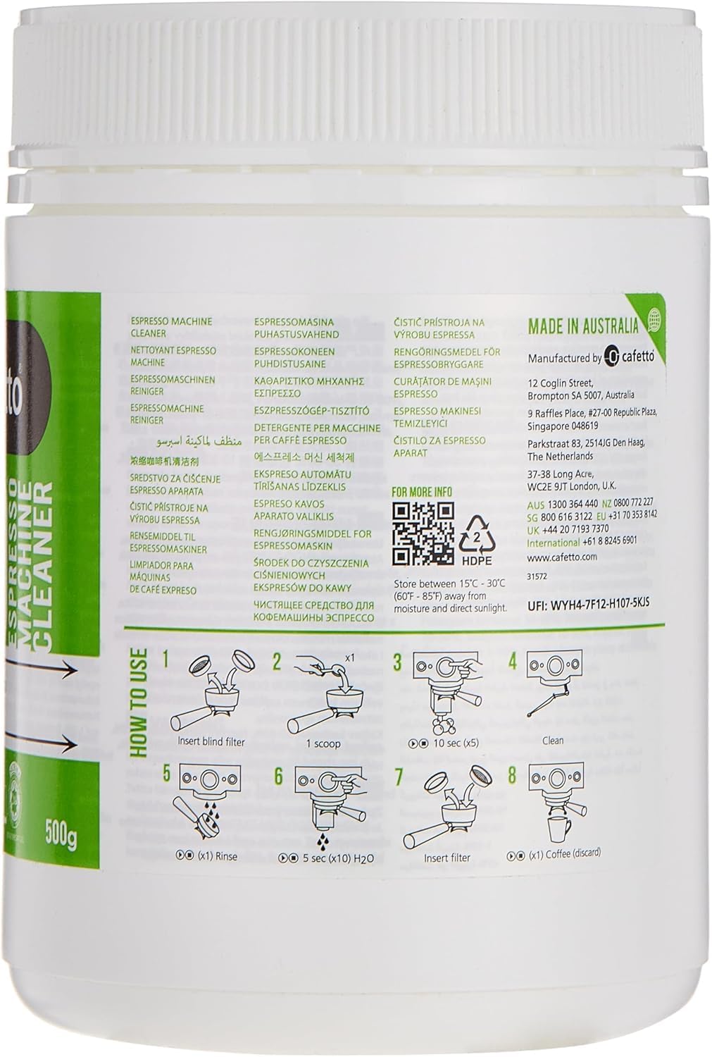 Organic Espresso Machine Cleaner Powder - Evo 500g | Eco-Friendly Coffee Maker Descaler for Home & Commercial Use | Perfect for Keurig, Nespresso & Drip Coffee Machines