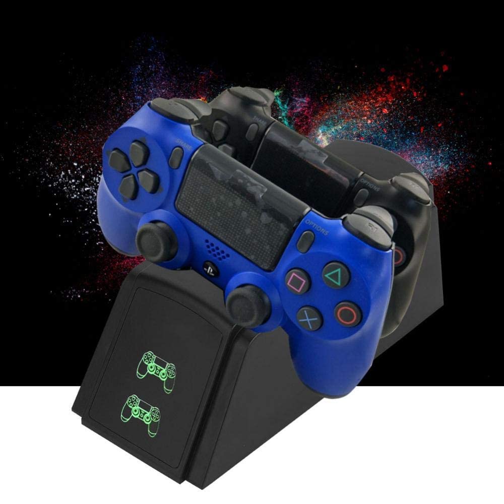 Dual PS4 Controller Charger Station - Fast 2-in-1 USB Charging Dock with LED Indicator for PlayStation 4 Gamepads | Perfect for Multiplayer Gaming & Overnight Charging