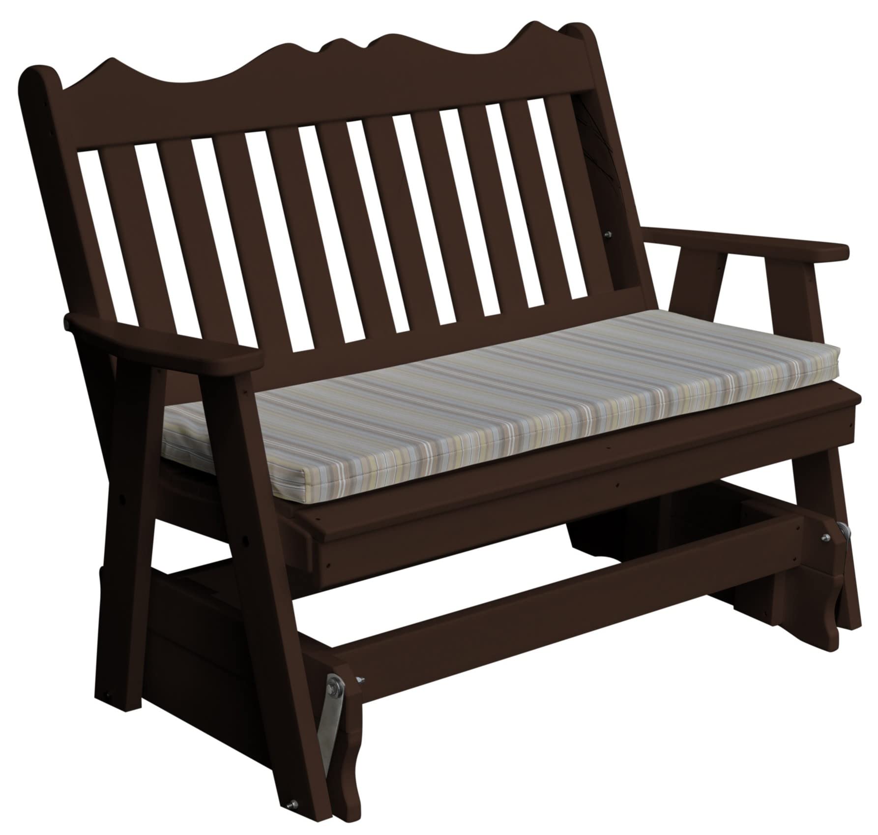 Furniture Barn USA 5' Poly Royal English Glider Rocking Chair in Tudor Brown - Perfect for Nursery, Living Room & Outdoor Relaxation