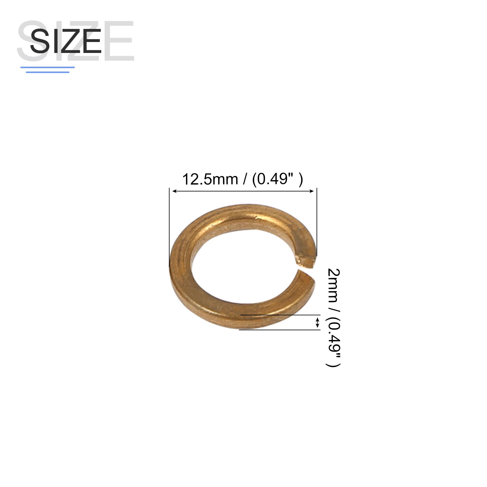 METALLIXITY M8 Split Lock Washers 8Pcs - Copper Spring Lock Washers Elastic Gaskets for Bolts & Nuts - Perfect for Household, Automotive & Machinery Applications