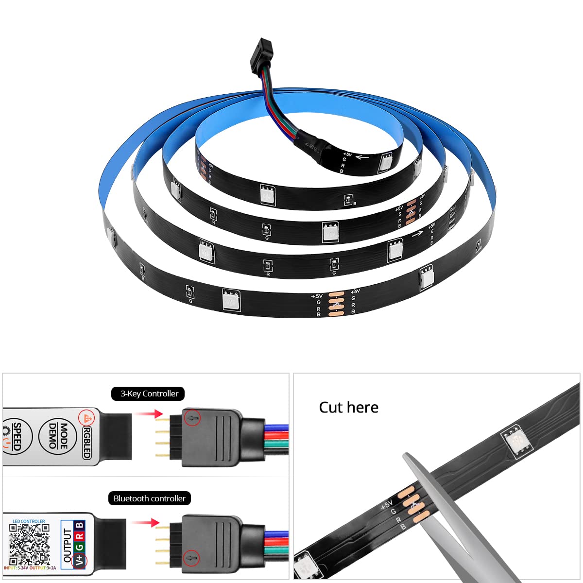 RGB USB LED Strip Light 5050 - DC5V TV Backlight Lamp for HDTV, PC, LCD Monitor | Home Decor, Bias Lighting & Landscape Lighting | Perfect for Gaming Setups, Home Theater & Outdoor Ambiance