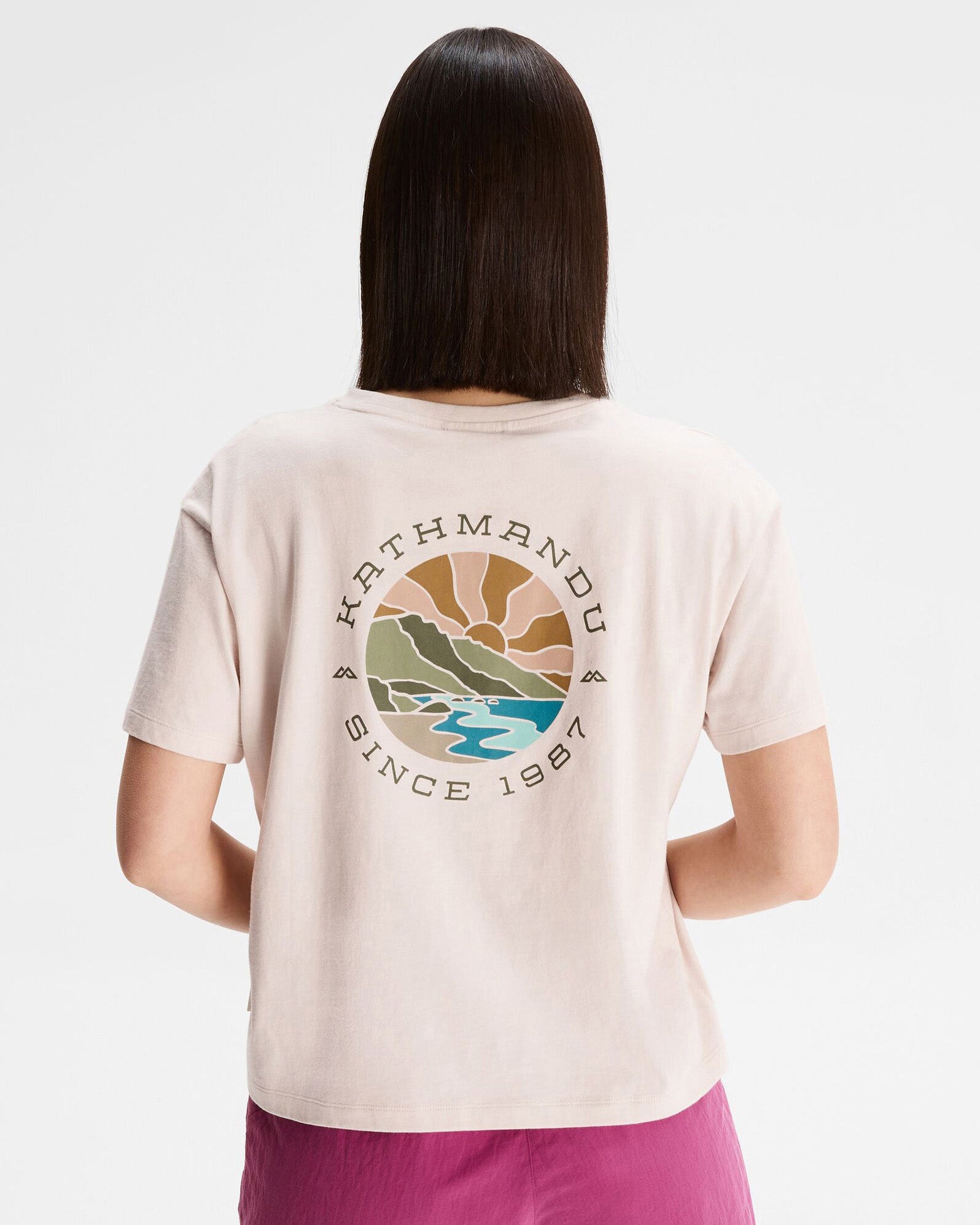 Women's Kathmandu Logo Sunburst Organic Cotton T-Shirt | Eco-Friendly Casual Tee for Outdoor Adventures & Daily Wear