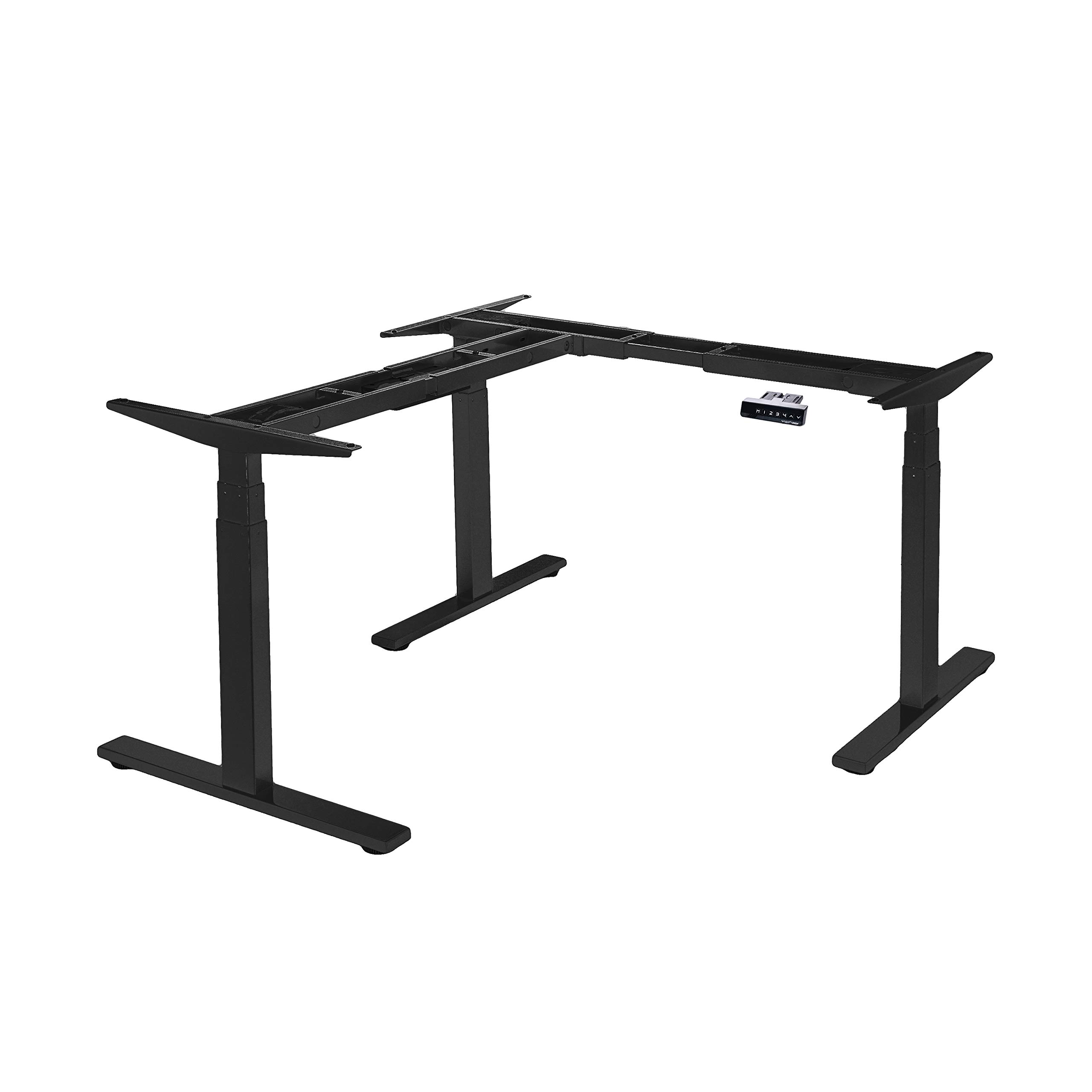 VWINDESK VJ301 L-Shaped Electric Height Adjustable Standing Corner Desk Frame - Triple Motor, Ergonomic Sit Stand Steel Base with Digital Memory Keypad (Black) | Perfect for Home Office, Gaming Setup & Workspace Ergonomics
