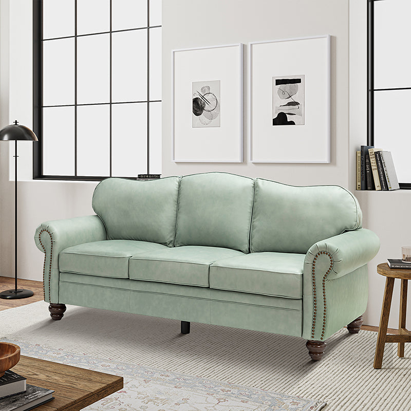 Flavio 81 Genuine Leather Sofa - Premium Full Grain Leather Couch for Living Room, Lounge & Office - Comfortable Modern Sectional Sofa with Sturdy Wood Frame