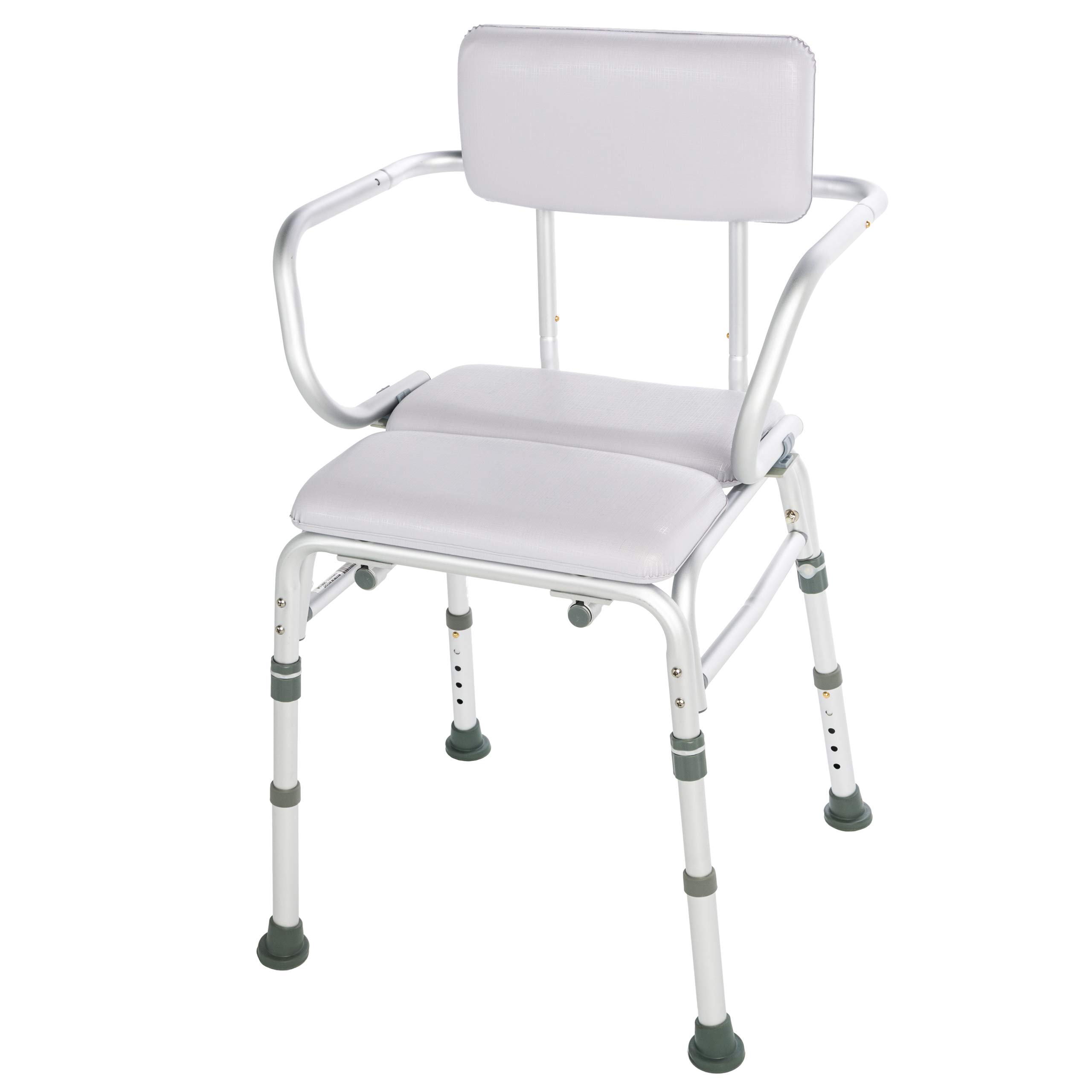 Lumex Deluxe Padded Shower Chair with Backrest & Arms - Waterproof Cushioned Seat for Comfort & Warmth - 300 lbs Capacity - White - Ideal for Elderly, Disabled & Post-Surgery Bathroom Safety
