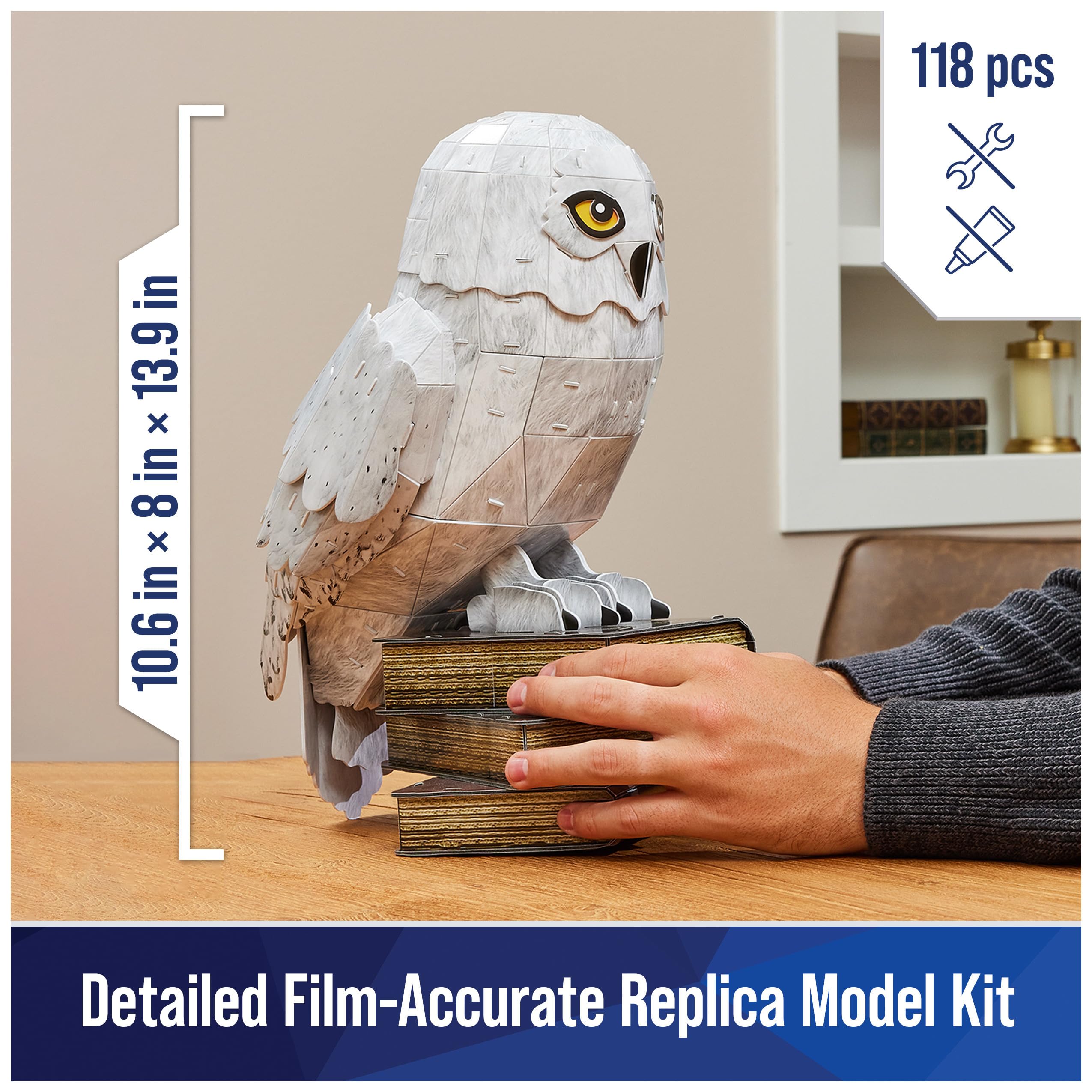 Harry Potter Hedwig 3D Puzzle Building Kit - 118 Piece Collectible Model for Adults & Teens (Ages 12+) - DIY Owl Desk Decor & Gift for Fans - Perfect for Home Office Display & Harry Potter Themed Parties