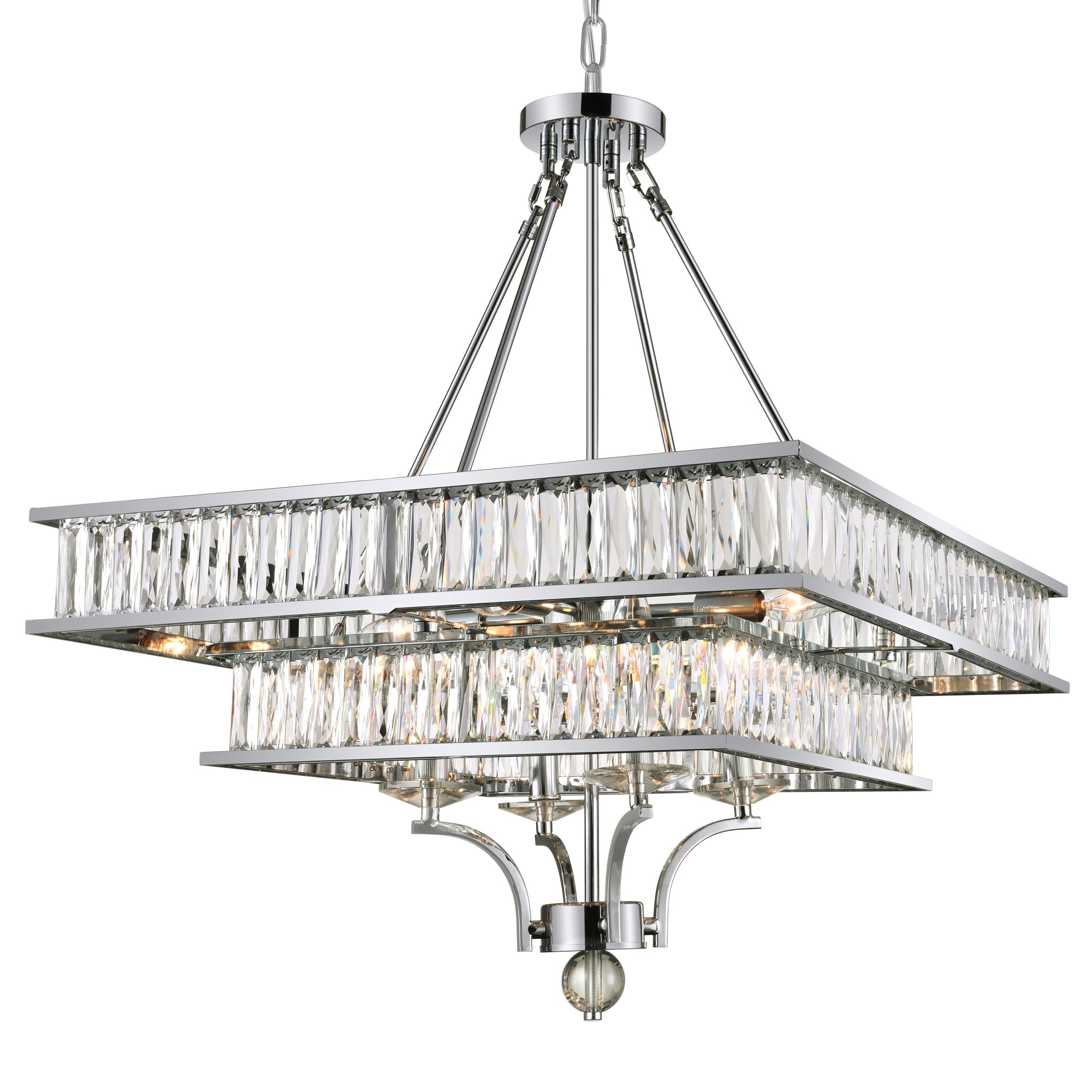 Shalia 8-Light Modern Chrome Chandelier - Elegant Dining Room & Bedroom Ceiling Light Fixture for Home Decor