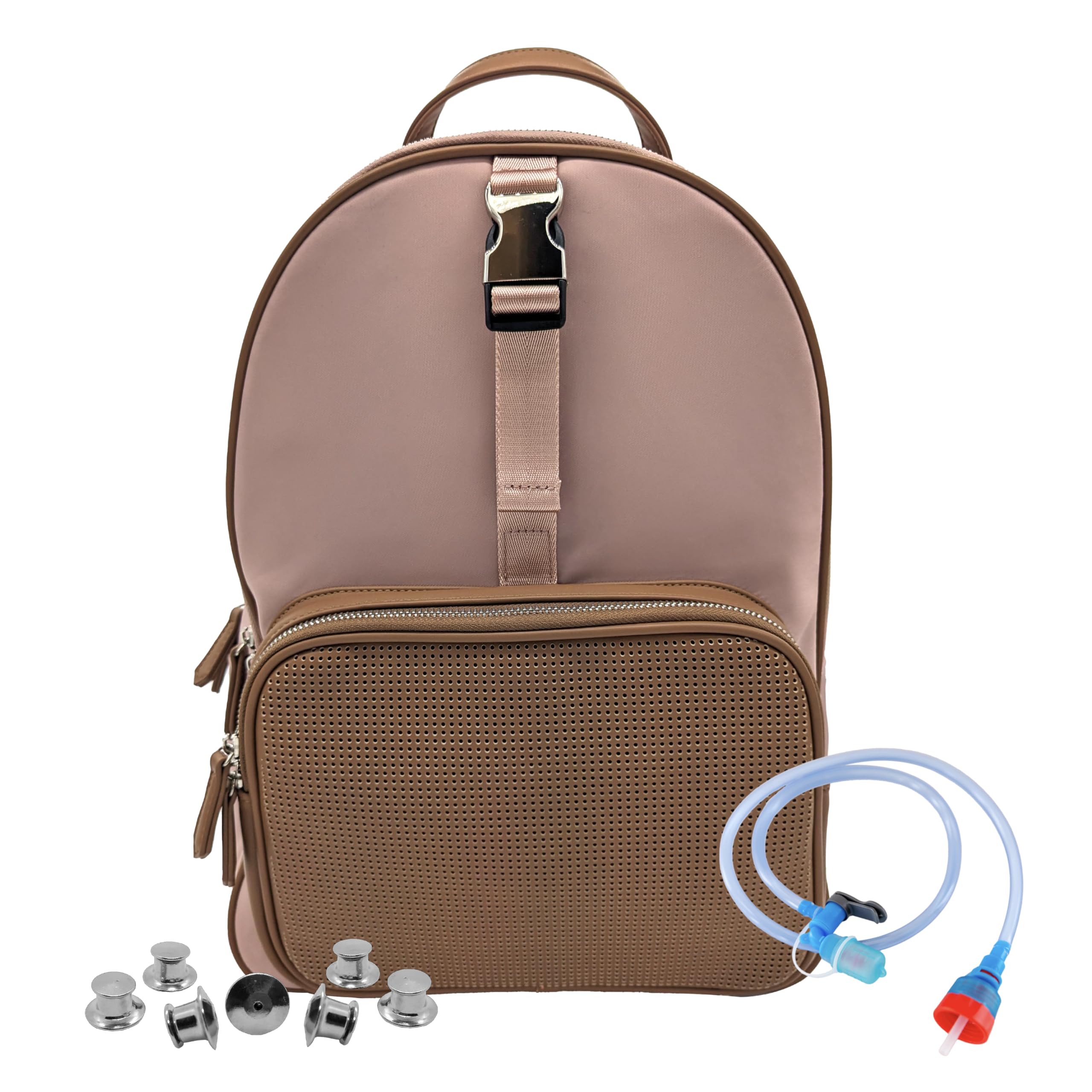 Designer Park Company - Master Gracey Stylish Leather Backpack for Women & Girls with Adjustable Straps, Hydration Kit & Locking Pins - Perfect for Theme Parks, Travel & Everyday Use - Dusty Rose