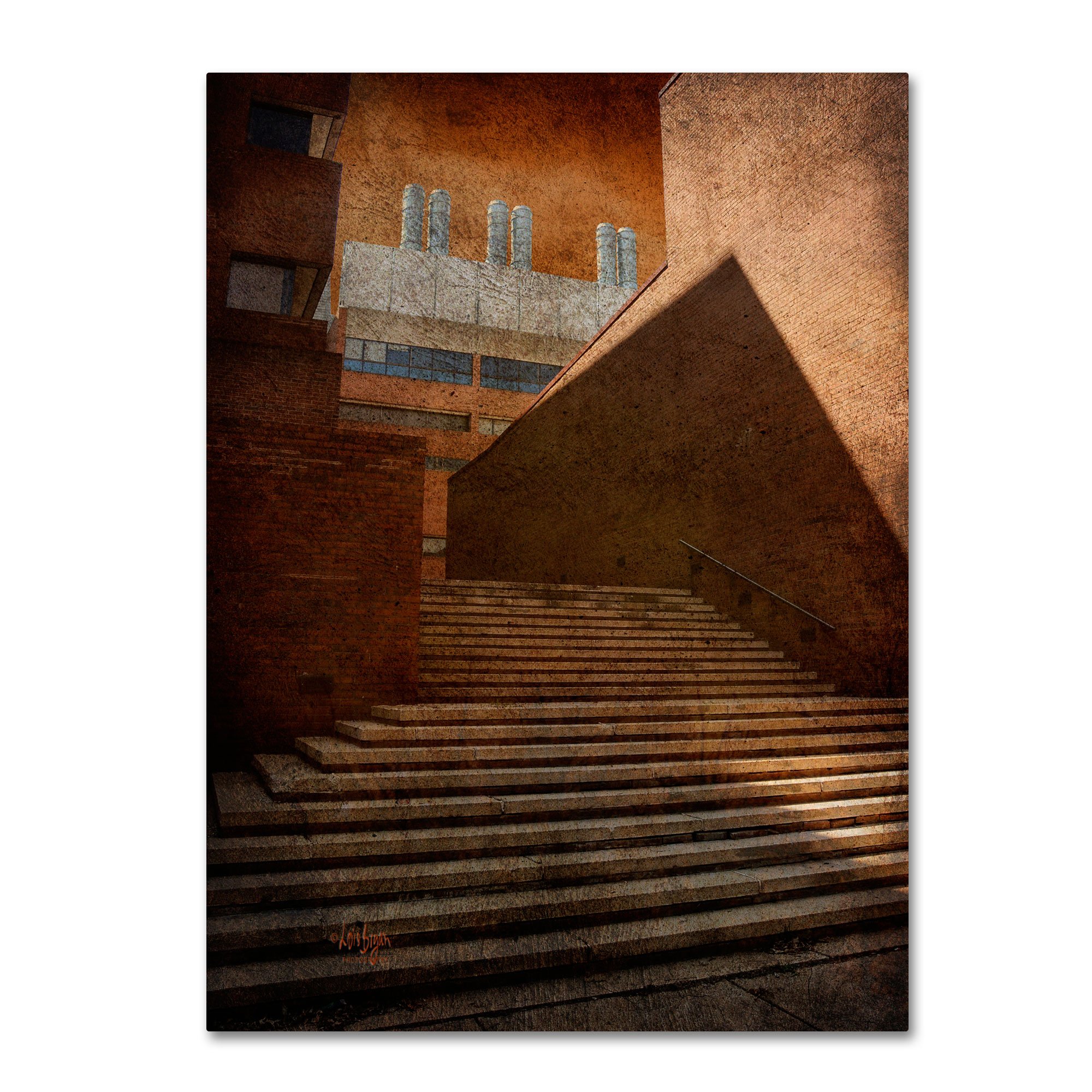 Stairway in Shadow and Light by Lois Bryan - 14x19 Inch Canvas Wall Art for Living Room, Bedroom & Office Decor