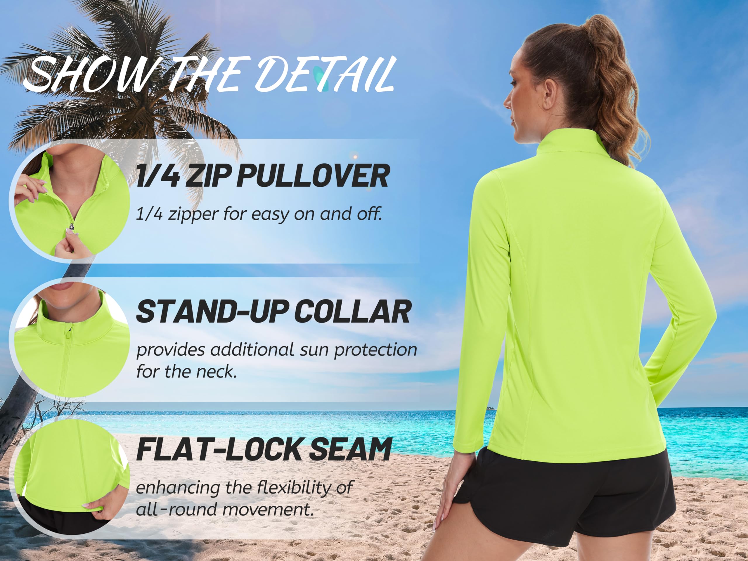 TACVASEN Women's UPF 50+ UV Protection Long Sleeve Quarter Zip Pullover - Lightweight Golf Shirt & Workout Top for Outdoor Activities, Hiking & Travel