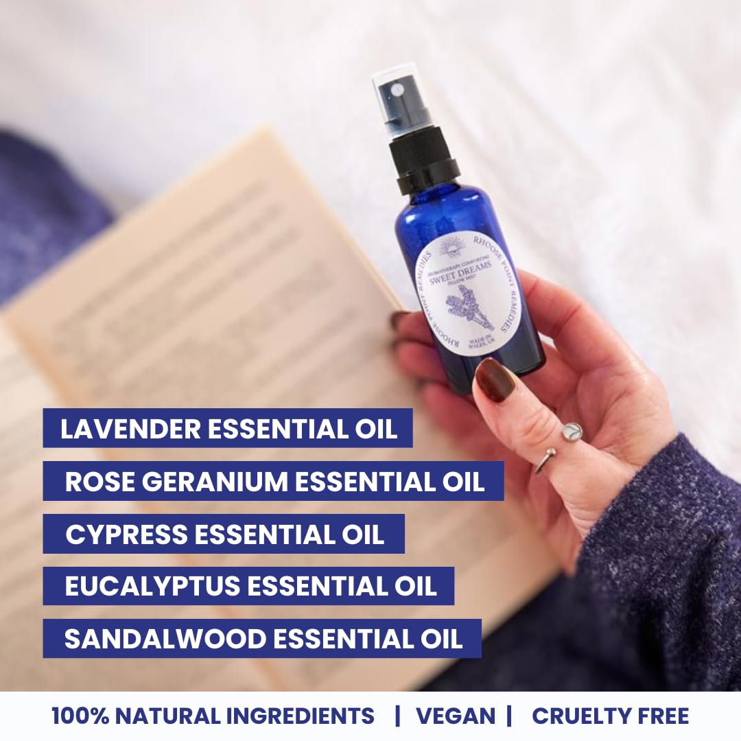 Organic Lavender Pillow Mist Sleep Spray (50ml) - Calming Essential Oils for Better Sleep & Anxiety Relief - Vegan, Cruelty-Free & UK Made - Perfect for Adults & Kids Bedtime Routine, Travel & Relaxation