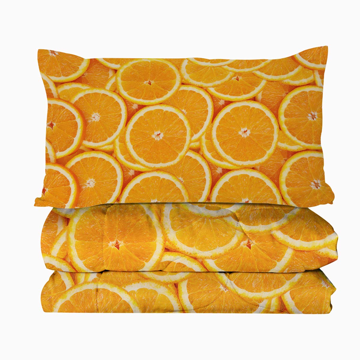 **BlessLiving Orange Slices Watercolor Comforter Set - 3-Piece Full/Queen Size Bedding with Fruit Print Duvet Cover & 2 Pillow Shams - Soft, Lightweight, Breathable All-Season Bedding - Ideal for Master Bedroom, Guest Room, Dorm, or Vacation Home - Cozy Sleep & Stylish Decor for Relaxation & Comfort**    *(Perfect for cozy nights, stylish home makeovers, or refreshing guest room decor!)*