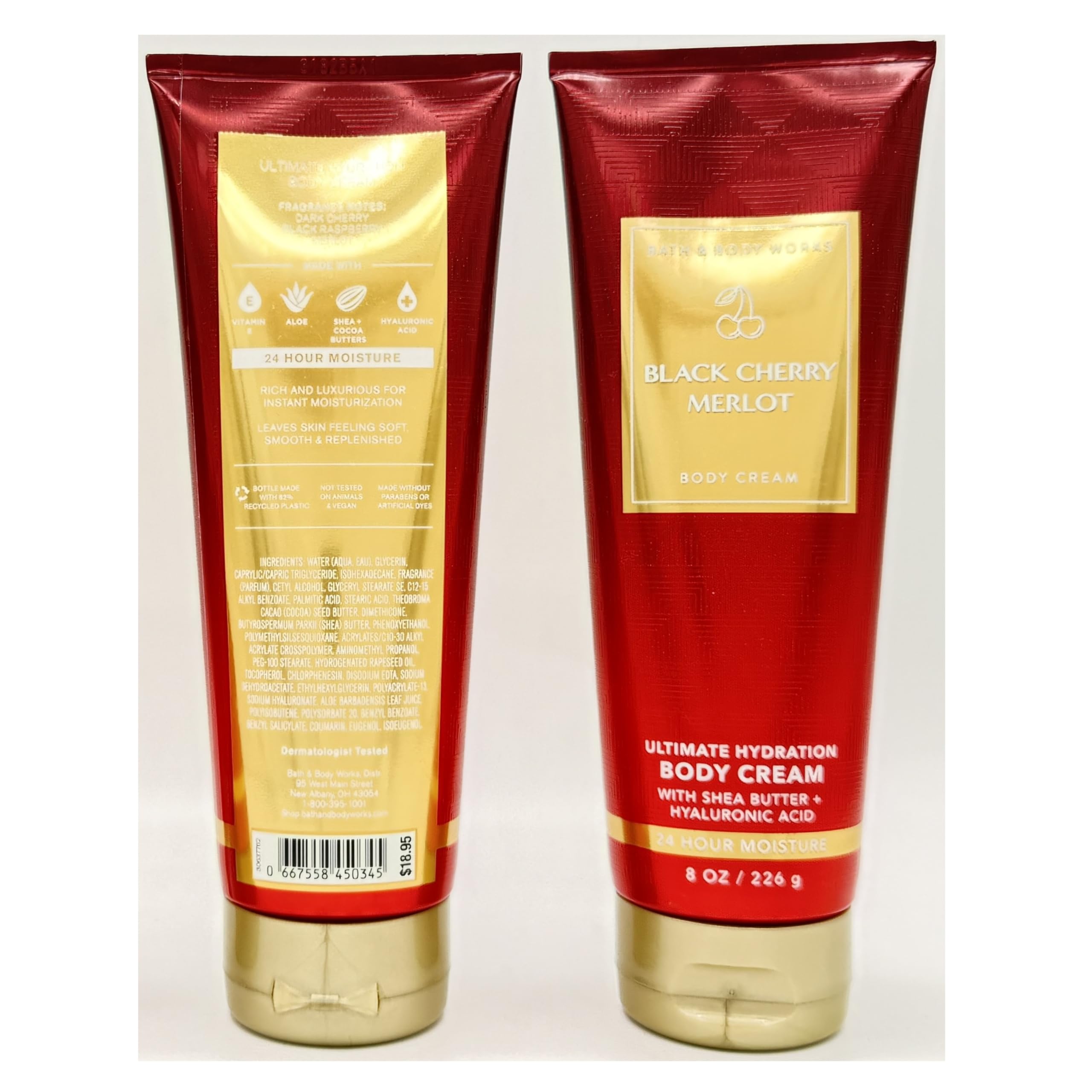 Black Cherry Merlot Hydrating Body Cream Duo - 2 Pack (8oz Each) | Ultra-Moisturizing Bath & Body Set for Dry Skin Care & Relaxation | Perfect for Spa Nights & Self-Care Gifts