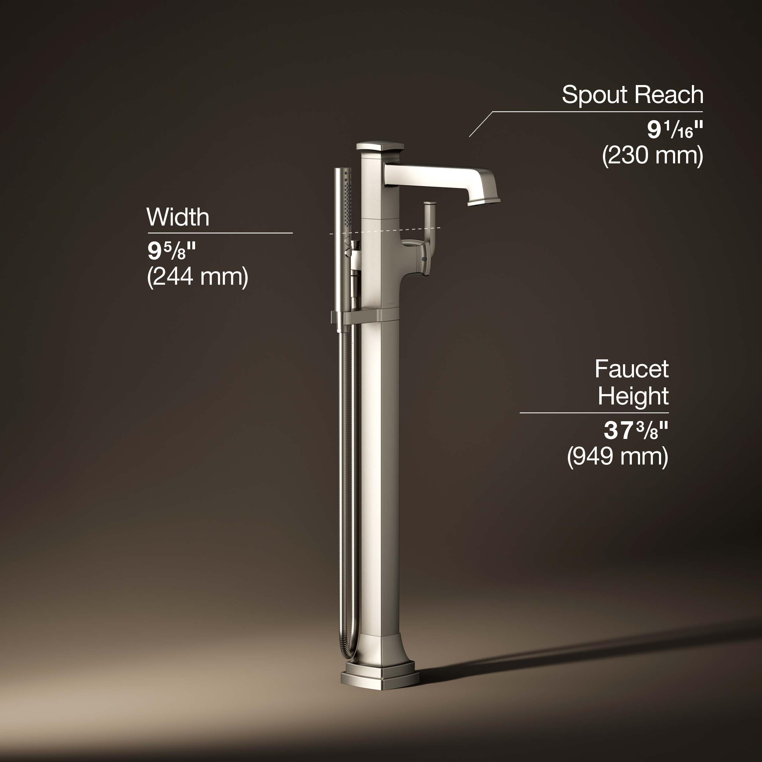 KOHLER RIFF® Freestanding Bathroom Faucet Trim - Modern Matte Black Bathroom Sink Faucet for Vanity & Luxury Spa Decor