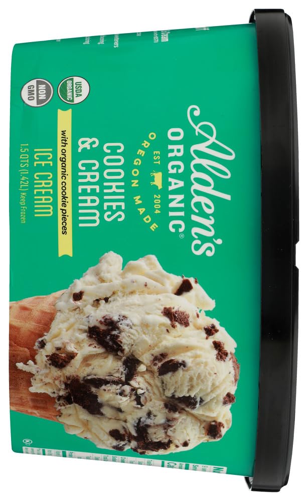 Aldens Organic Cookies and Cream Ice Cream - 48oz (3 Pack) | Premium Dairy Dessert for Parties, Family Gatherings & Summer Treats