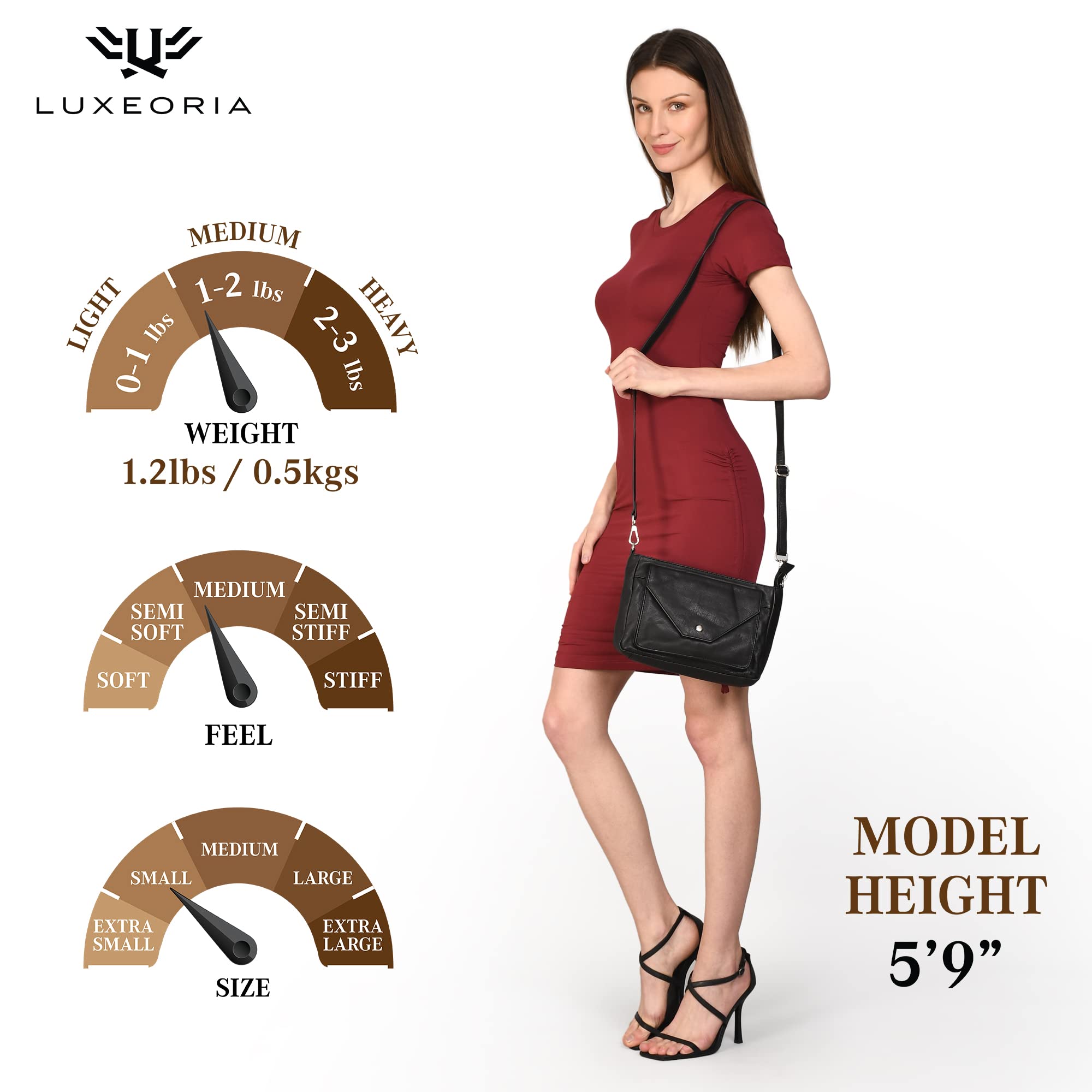 LUXEORIA Women's Leather Crossbody Bag - Small Travel Purse with Card Pockets | Perfect for Daily Use & Travel