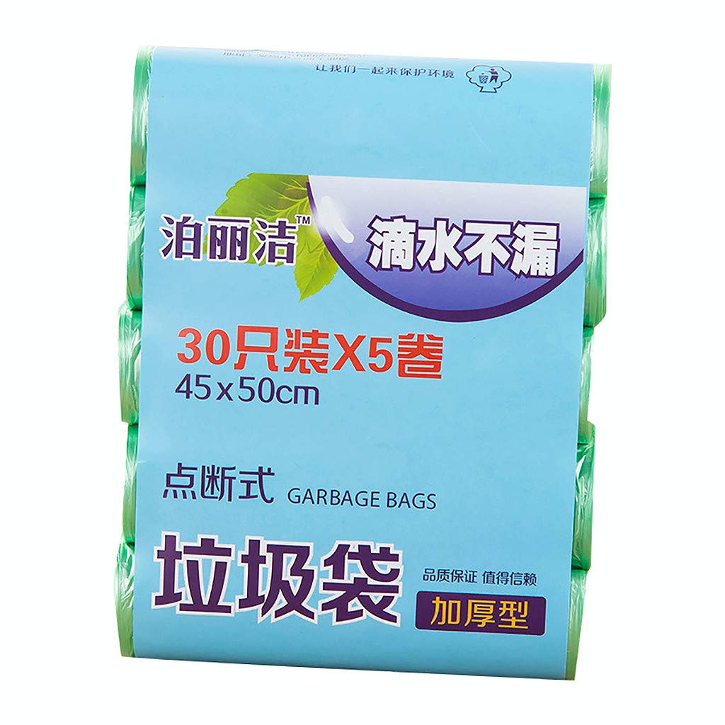 Neigei 150 Count Medium Trash Bags - Colorful Clear Heavy Duty Garbage Bags for Home, Office, Car (5 Rolls) | Perfect for Kitchen Waste, Bathroom Trash Cans & Vehicle Cleanup