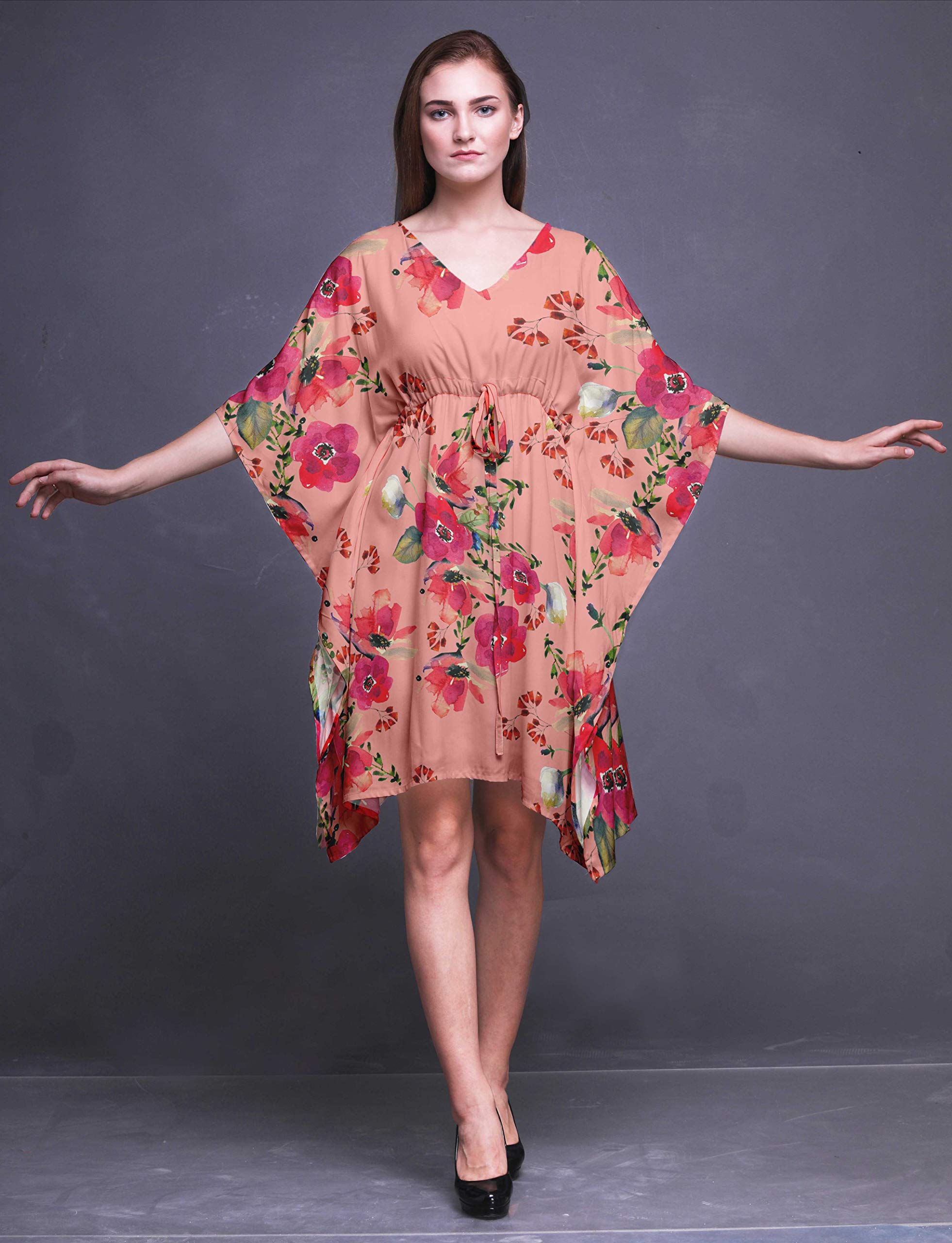 Bimba Women's Short Beach Kaftan - Flowy Bikini Cover Up Dress for Summer - Perfect for Poolside, Beach Vacations & Resort Wear