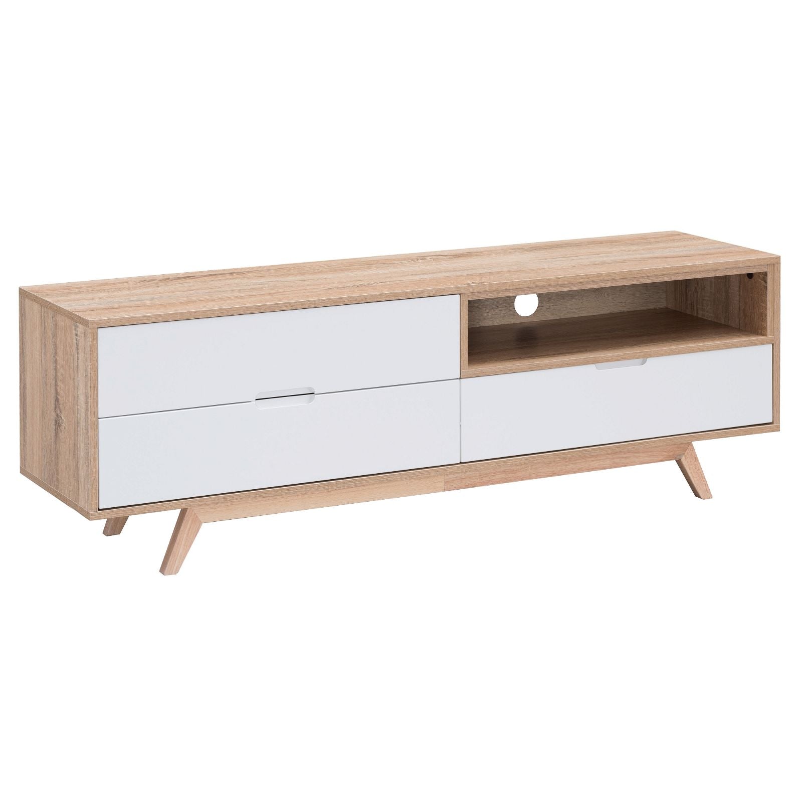 Criterion 1500mm Oak White Tuscany Entertainment Unit - Stylish TV Stand for Living Room & Home Theater Setup