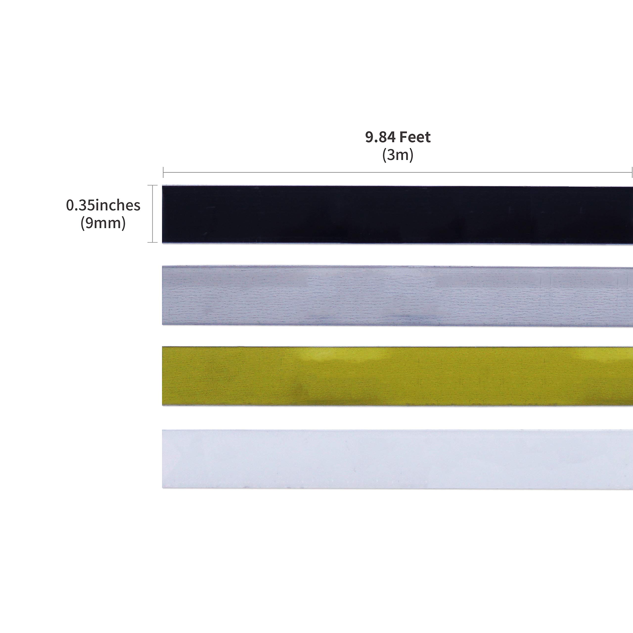 Motex Embossing Label Maker Refill Tape - 4 Color Pack (Black, Clear, Gold, Silver) 3/8-Inch Width - Perfect for Office Organization, Crafting, and DIY Projects
