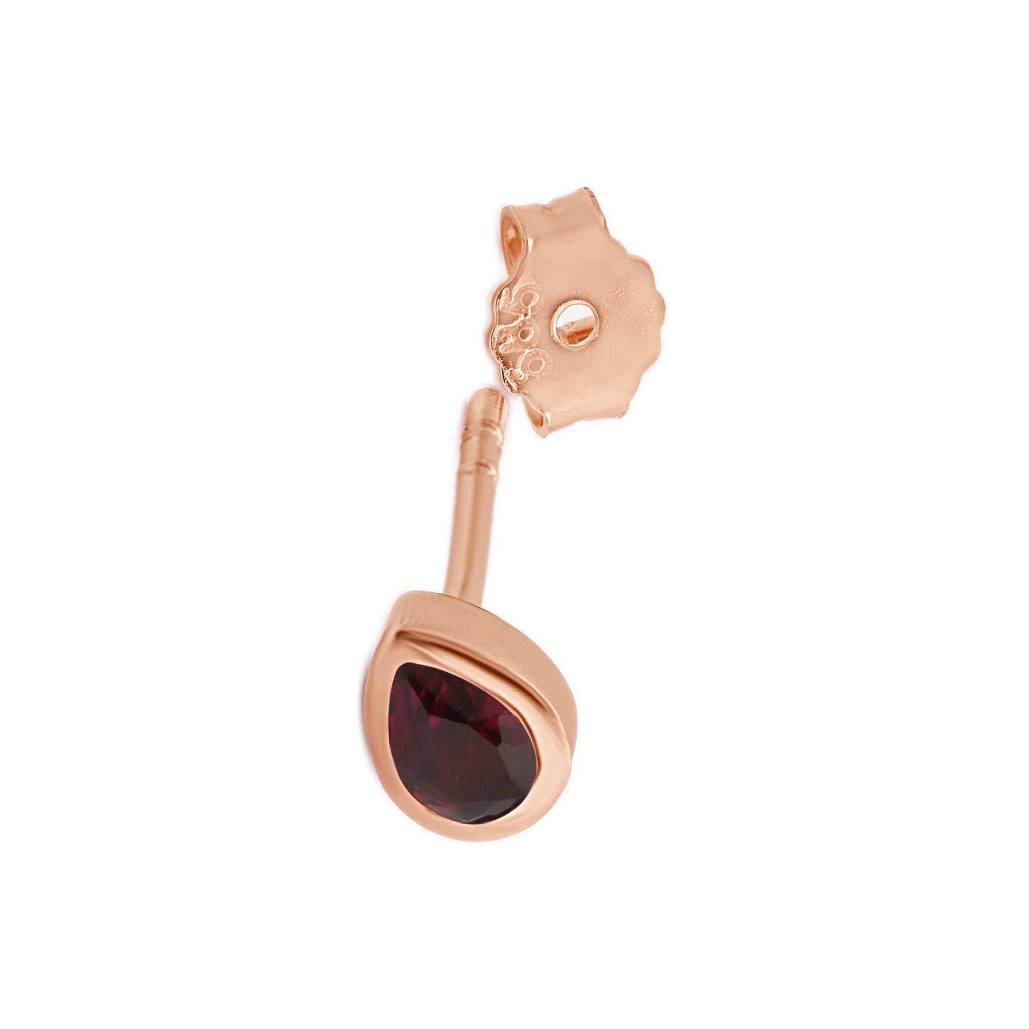 14K Rose Gold Pear Ruby Earrings - Bezel Set Gemstone Jewelry for Women, Gift for Her, Perfect for Weddings, Parties & Special Occasions