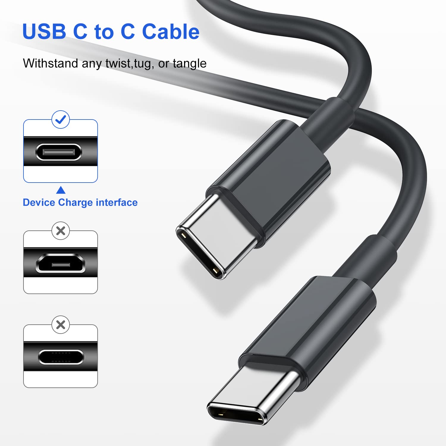 Fast Charging USB C Charger for iPhone 16/15/14 - 10FT USB C to C Cable - Compatible with iPhone 15 Pro/Pro Max/Plus, iPad Pro 12.9/11, iPad Air 5th - Grey | Perfect for Home, Office & Travel Charging