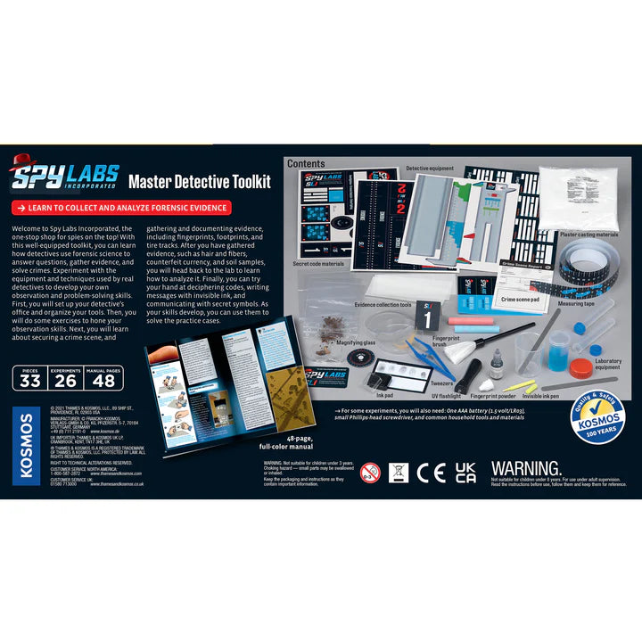 Spy Labs Master Detective Toolkit - Kids Spy Gear Set for Secret Missions & Detective Games - Perfect for Birthday Gifts & STEM Learning Activities