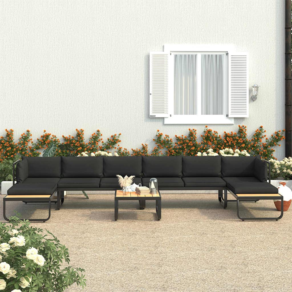 5-Piece Outdoor Patio Furniture Set - Aluminum & WPC Garden Sectional Sofa with Coffee Table & Cushions - Perfect for Backyard, Balcony, Terrace & Poolside Relaxation
