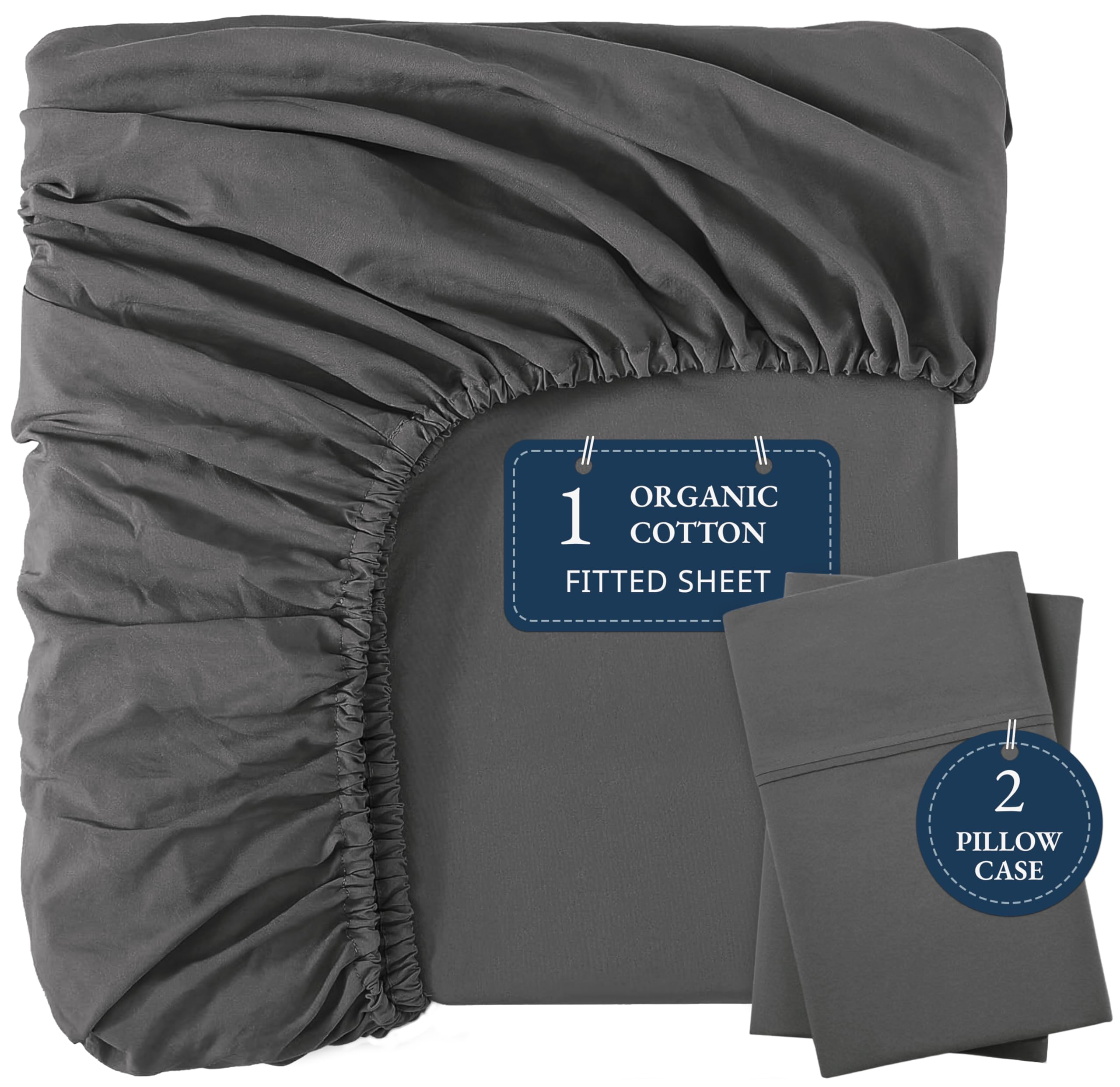 Organic Cotton Queen Fitted Sheet - 100% Soft Breathable Deep Pocket 15