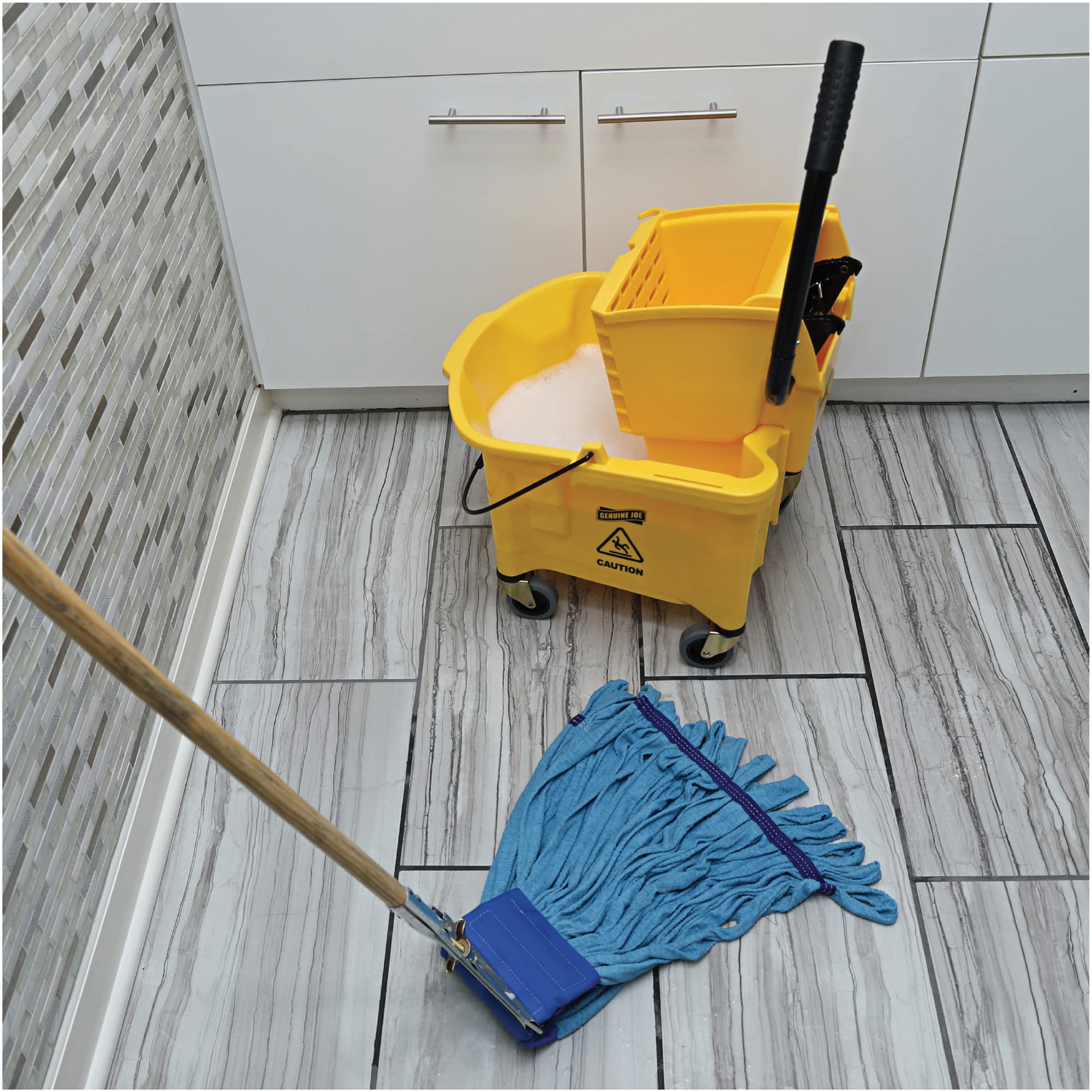 Genuine Joe GJO47540 Blue Microfiber Wet Mop Head Refill - 12 Pack | Premium Cleaning Replacement for Floors & Hard Surfaces | Ideal for Homes, Offices & Commercial Spaces