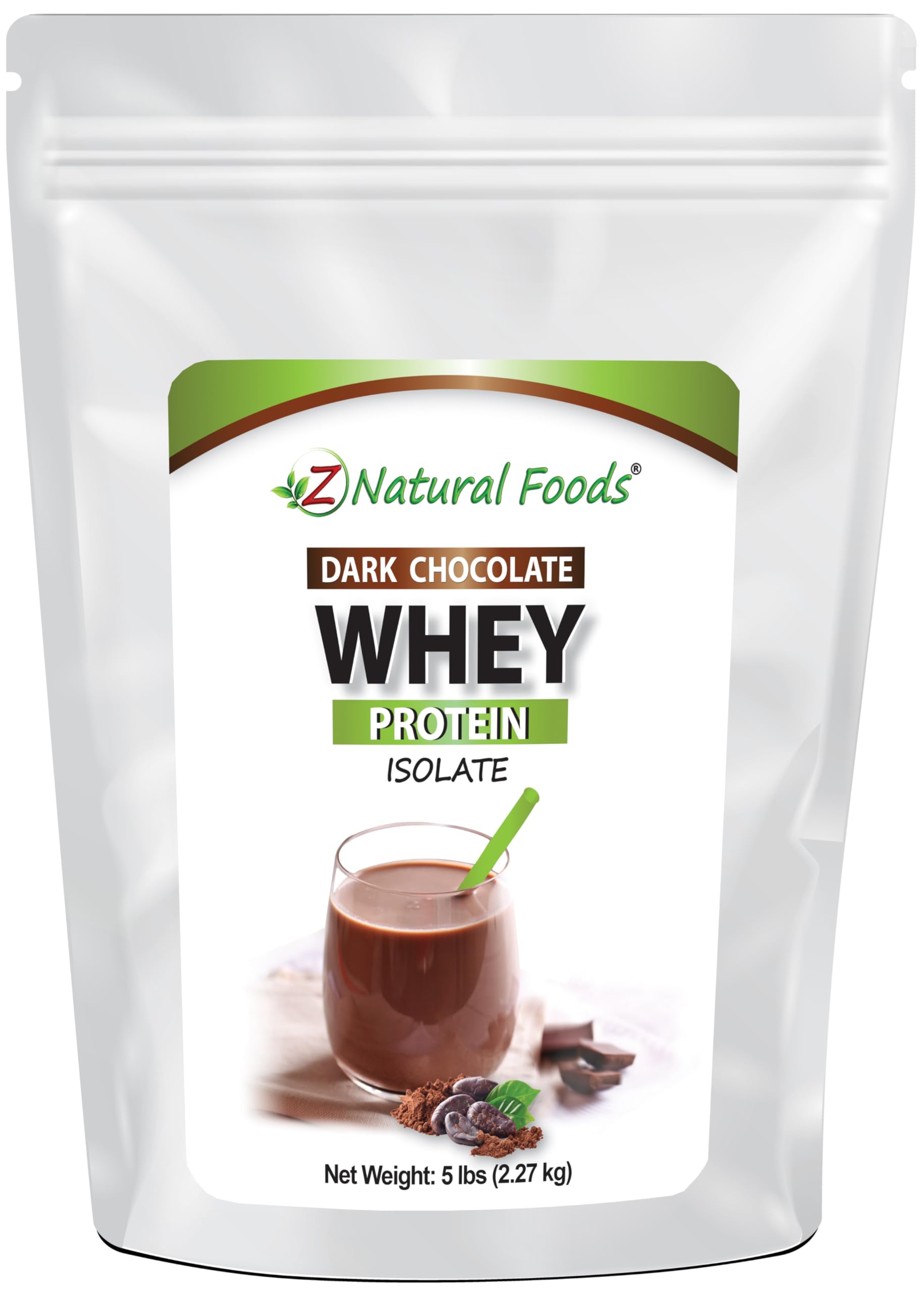 Z Natural Foods Dark Chocolate Whey Protein Isolate Powder - 5 lbs, Zero Sugar, Gluten Free, Non-GMO Protein Supplement for Energy Boost & Weight Loss - Perfect for Post-Workout Recovery & Healthy Smoothies