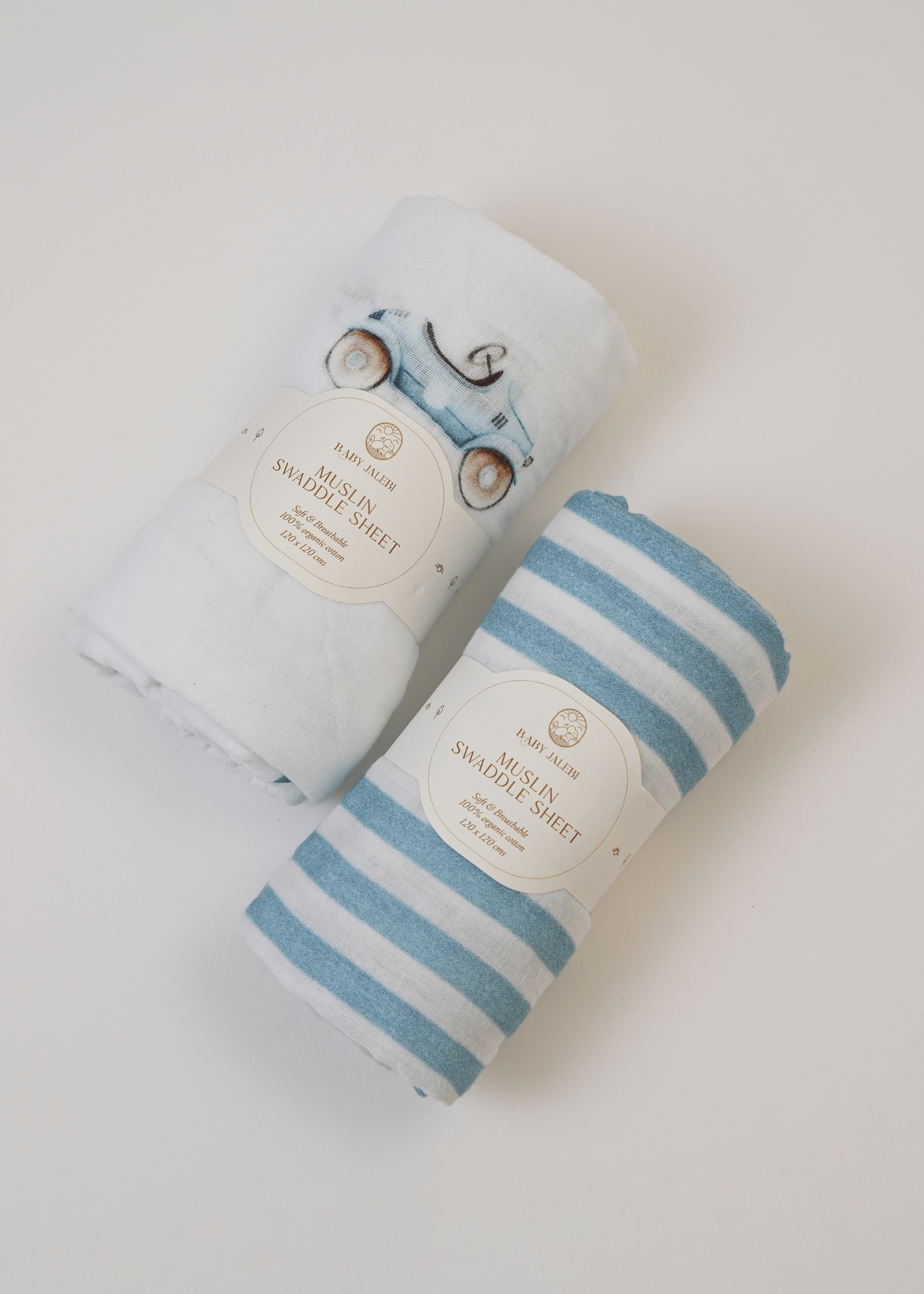 Organic Muslin Swaddle Blankets for Babies - Soft Breathable 2-Pack Set - Perfect for Swaddling, Nursing Cover & Stroller Blanket