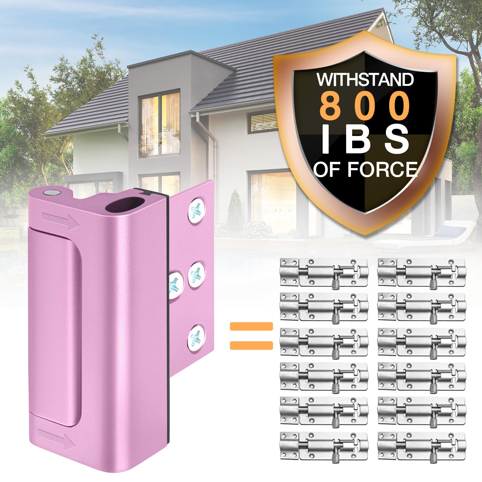 Home Security Door Reinforcement Lock - Childproof Door Lock for Kids Safety, Top Front Door Guardian, Heavy Duty Metal Flip Lock for Apartment & Bedroom (Use for Swinging Inward Doors at Night)