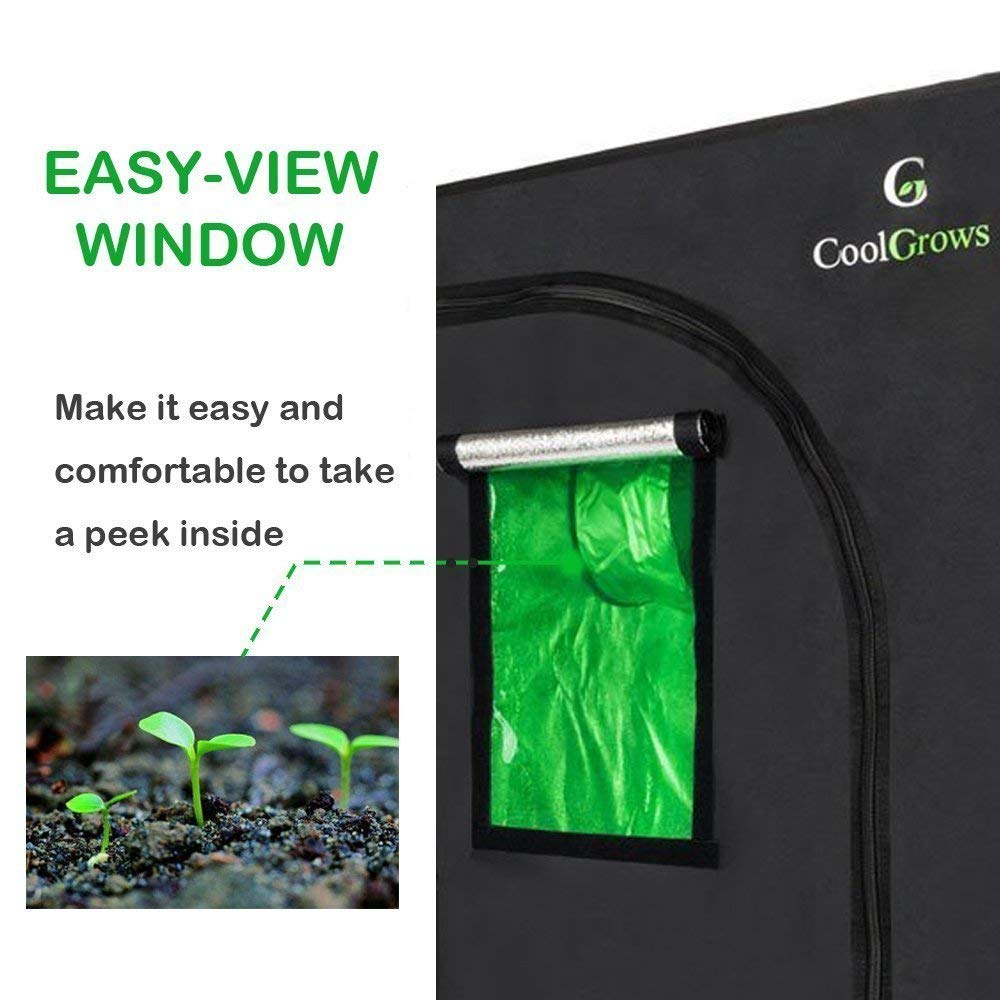 4x2 Feet Mylar Hydroponic Grow Tent with Observation Window & Floor Tray - 48