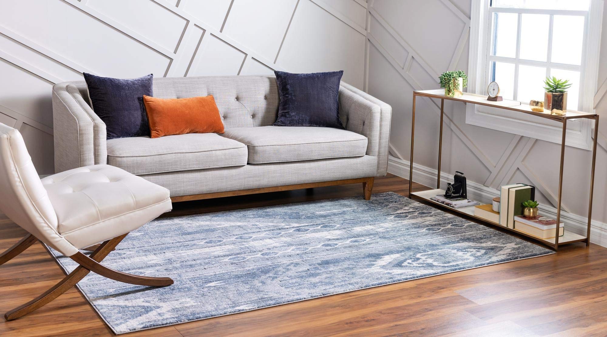 Premium 6' x 9' Light Slate Blue Low-Pile Area Rug - Oregon Collection by Rugs.com | Soft Modern Living Room Carpet, Durable Dining Room Rug for Open Floor Plans & High Traffic Areas