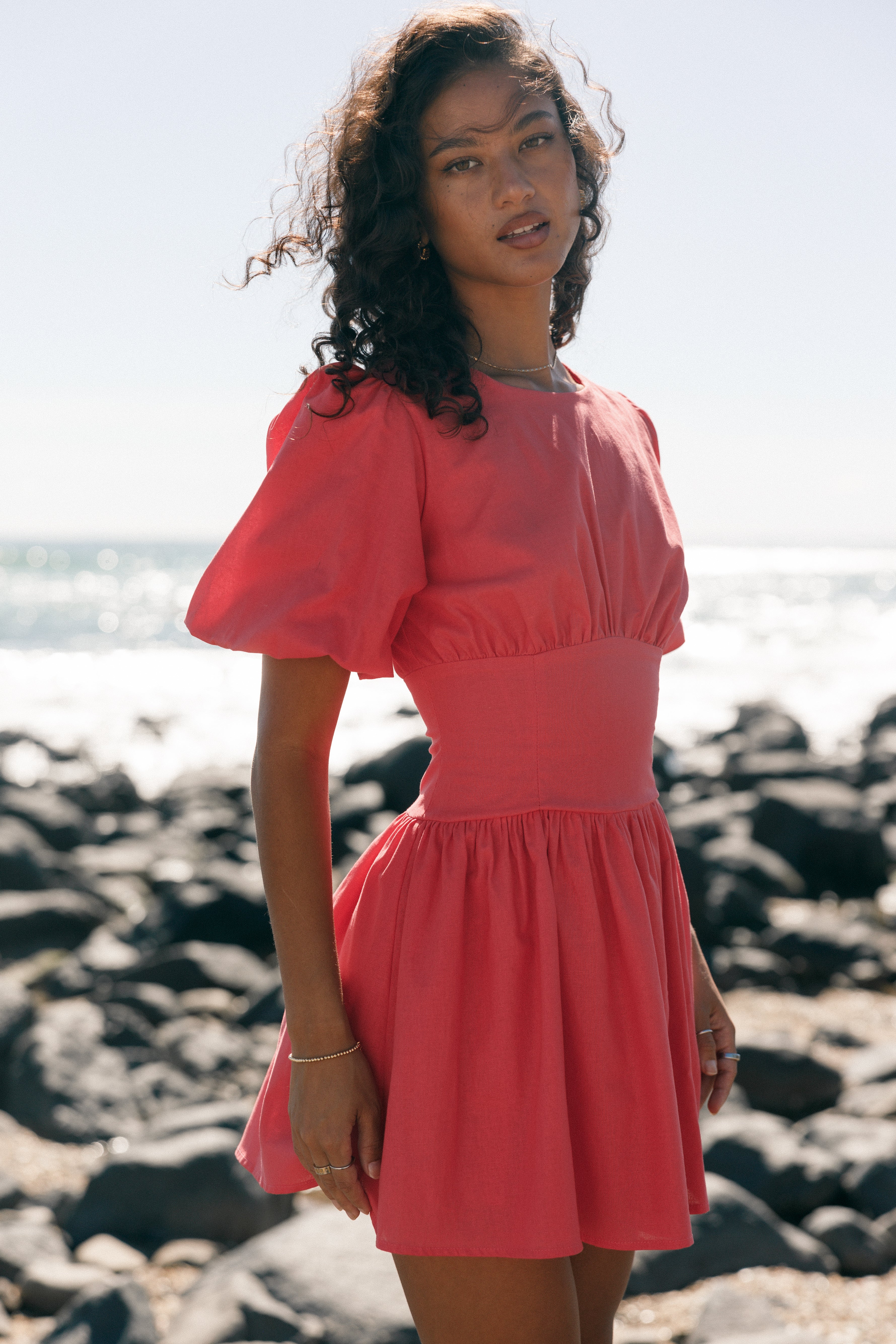 Alfie Mini Dress Coral Red - Flirty Summer Dress for Women | Perfect for Beach, Party & Date Night