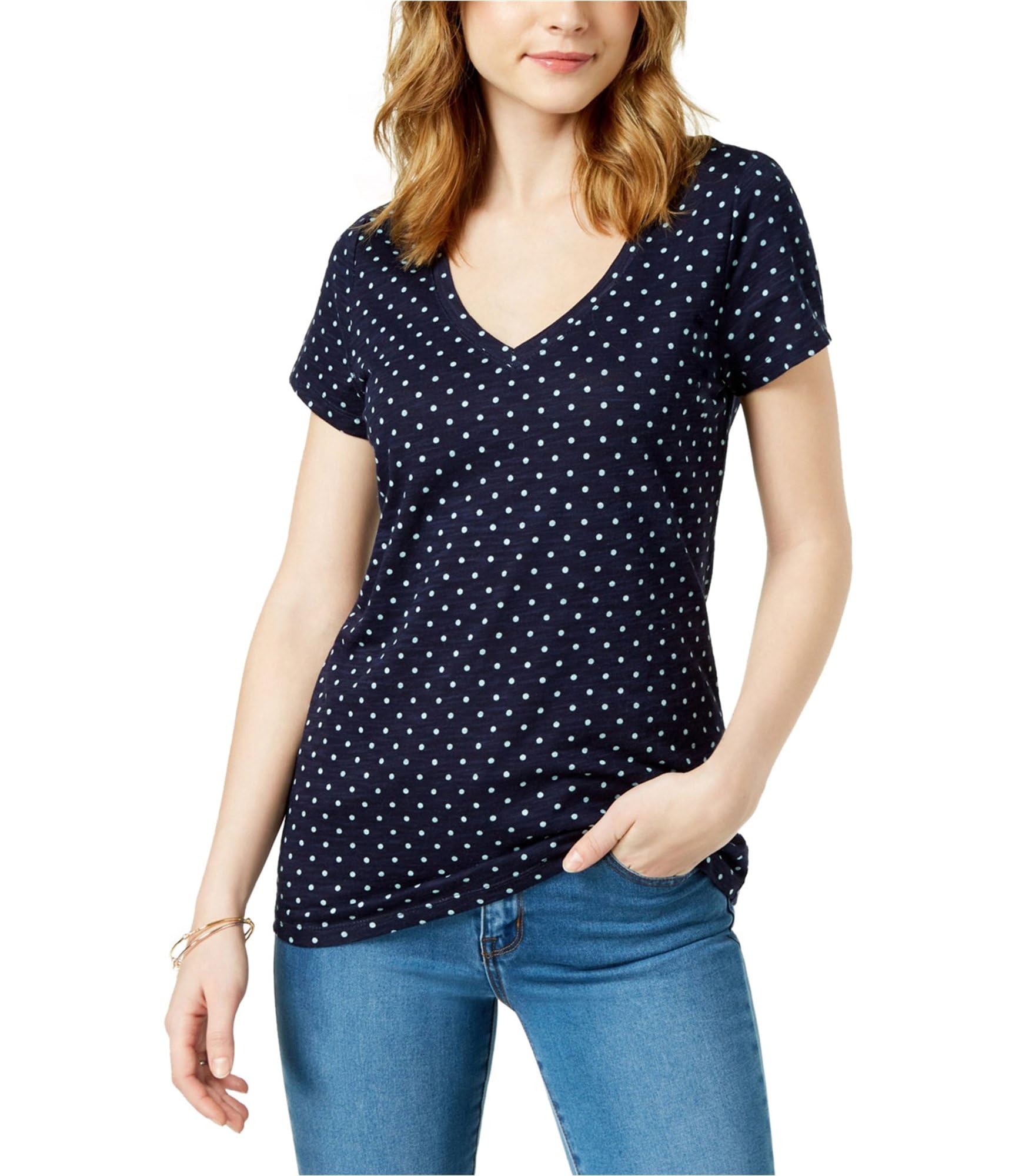 Maison Jules Women's Basic T-Shirt - Soft Cotton Crew Neck Tee in Blue, XX-Small | Casual Everyday Wear & Layering Essential