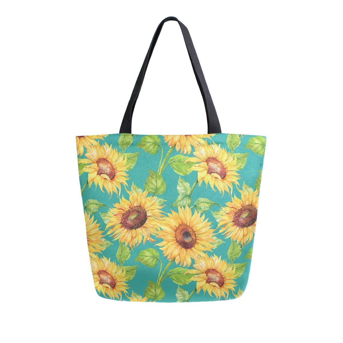 Sunflower Canvas Tote Bag - Large Reusable Shopping Bag for Groceries, Beach & Outdoor
