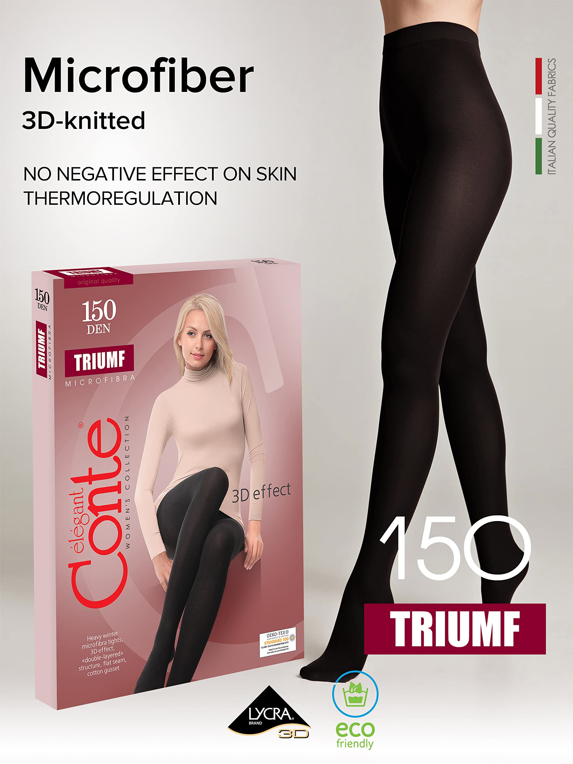 Conte America Double Layer Microfiber Opaque Winter Tights 150 Den - Warm Thermal Leggings for Women, Cold Weather Comfort & Style - Perfect for Snow Days, Office Wear & Layering Under Dresses