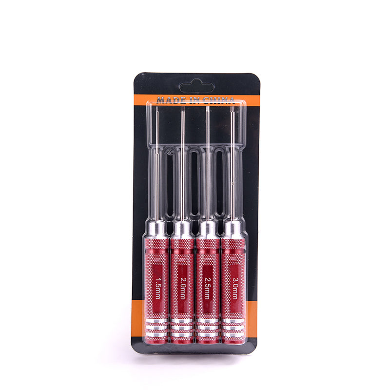 4-Piece Hex Screwdriver Set for 1/14 RC Cars - 1.5mm, 2.0mm, 2.5mm, 3.0mm Metal Tools for Radio Controlled Vehicles, Hobby Models & DIY Repairs - Perfect for RC Car Maintenance, Upgrades and Model Building