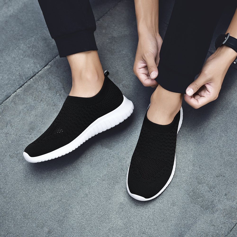 TIOSEBON Men's Slip-On Walking Shoes - Breathable Knit Mesh Tennis Sneakers for Men - Lightweight Comfortable Casual Shoes for Walking, Running & Daily Wear