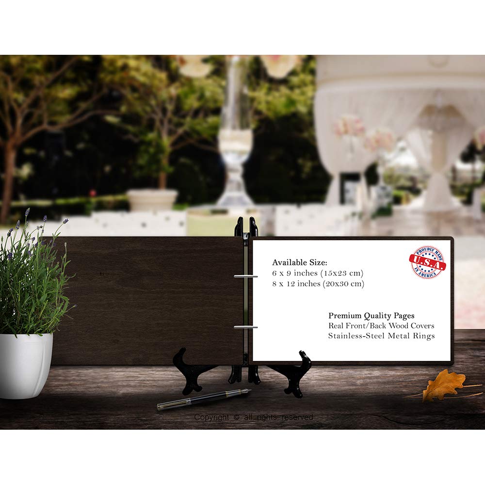 Personalized Handmade Mr & Mrs Wedding Guest Book - Custom Engraved Wood Alternative Memory Album for Bride & Groom (Rosewood) | Perfect for Wedding Receptions, Anniversaries & Newlywed Gifts